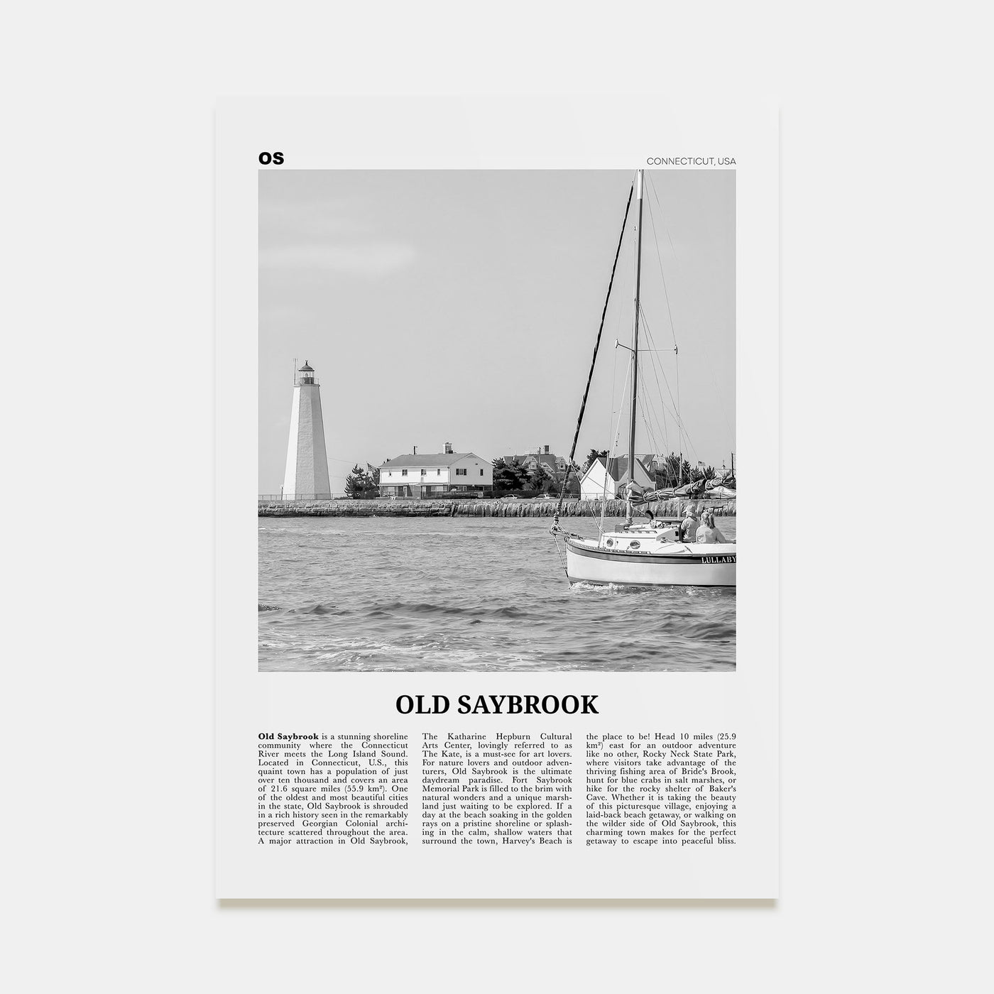 Old Saybrook Travel B&W Poster