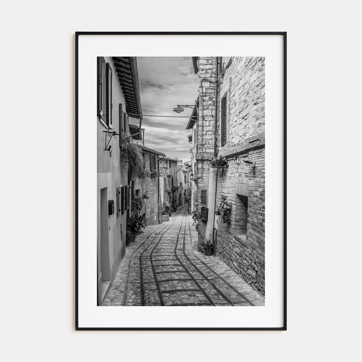 Old Town in Italy Photo B&W Poster