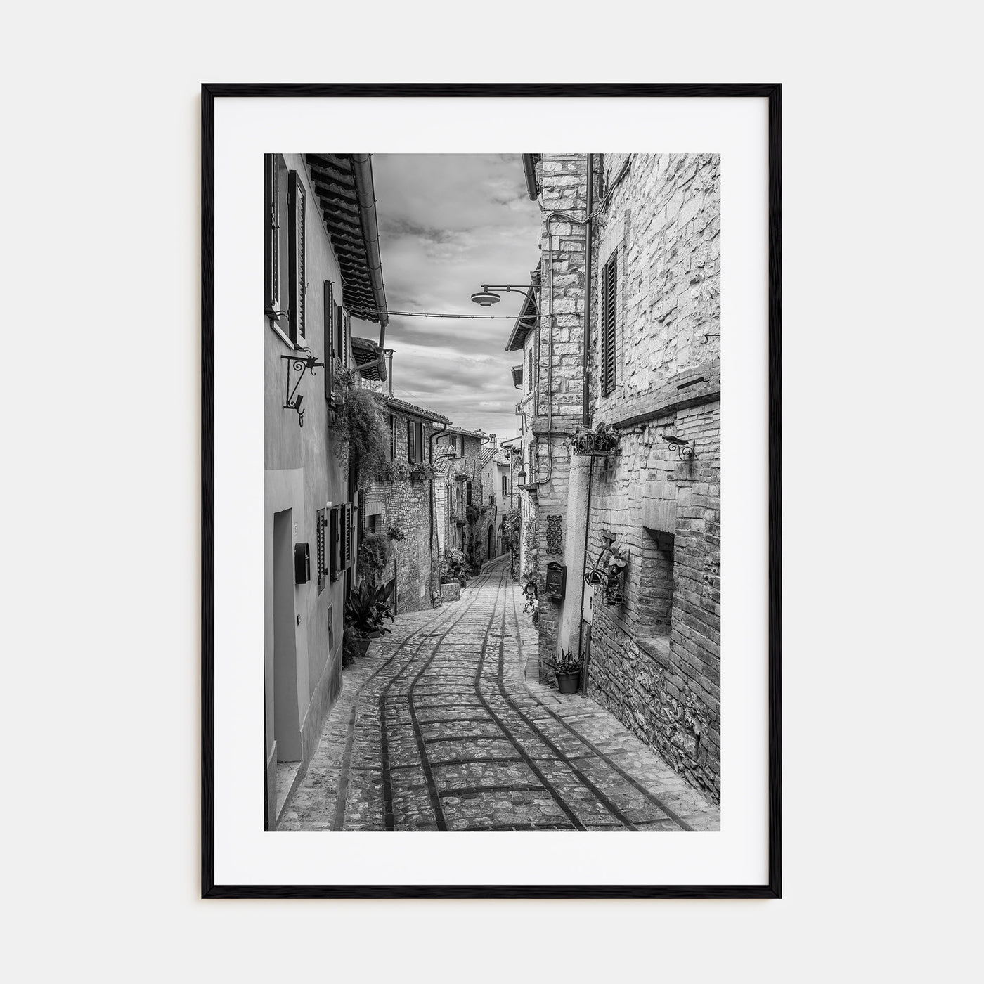 Old Town in Italy Photo B&W Poster
