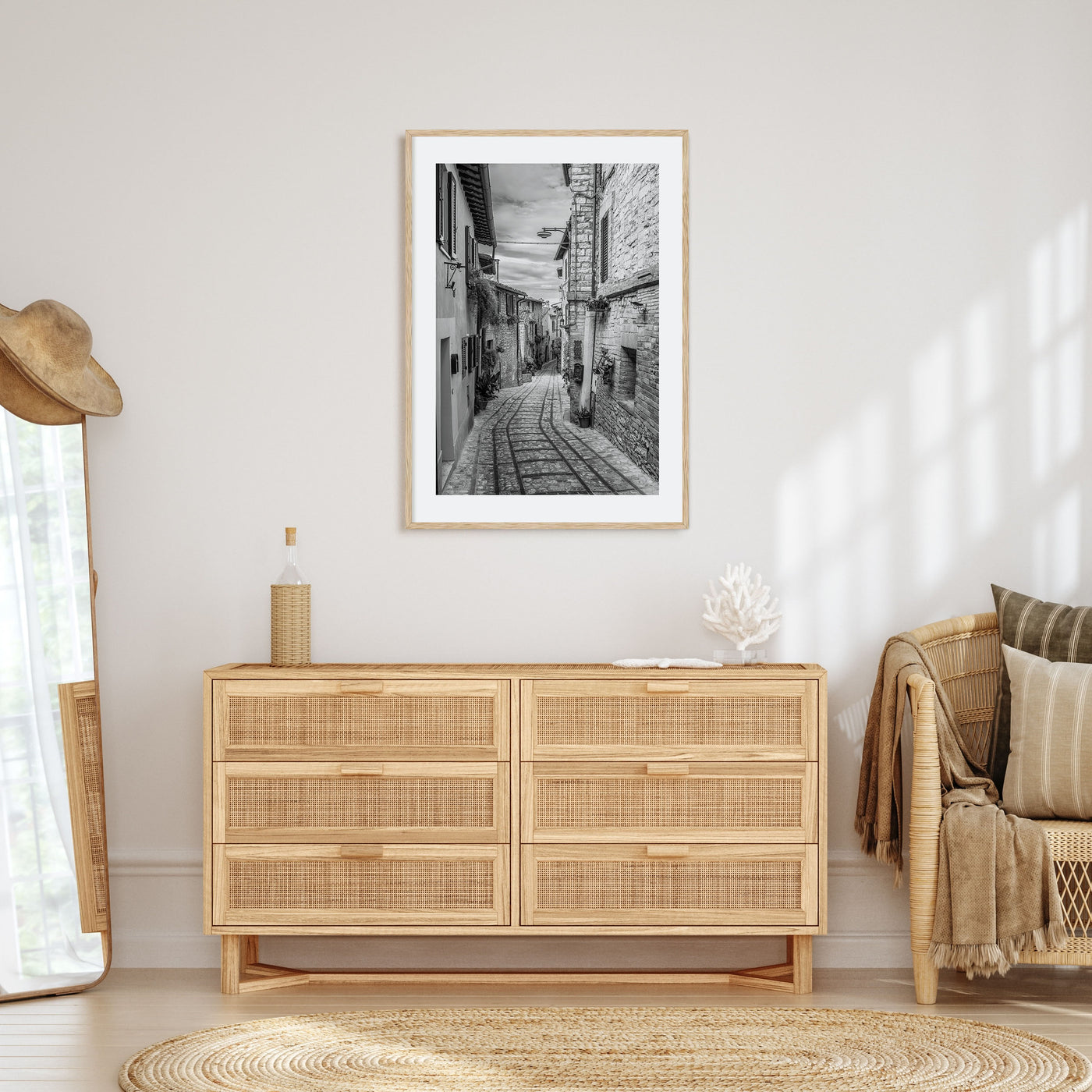 Old Town in Italy Photo B&W Poster