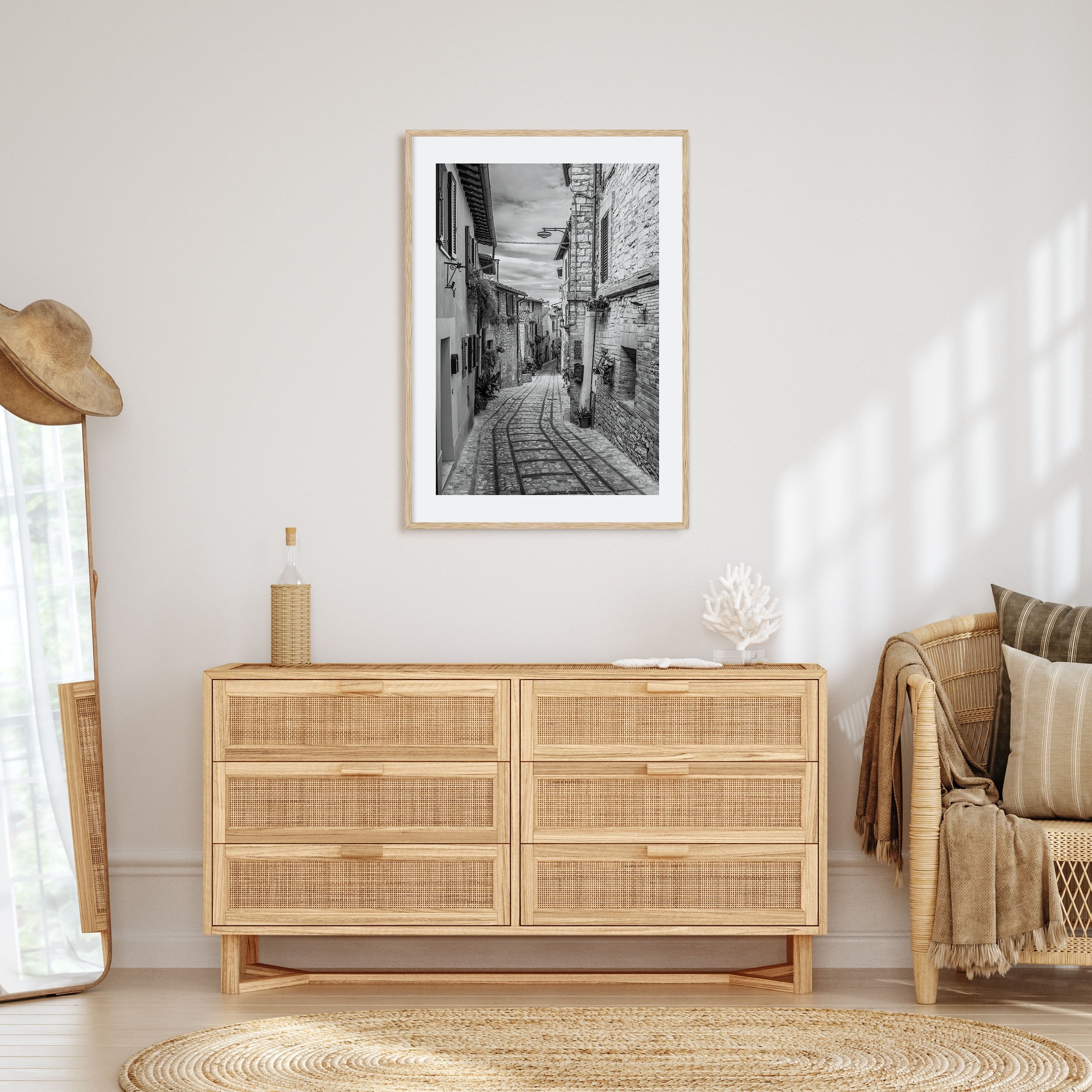 Old Town in Italy Photo B&W Poster