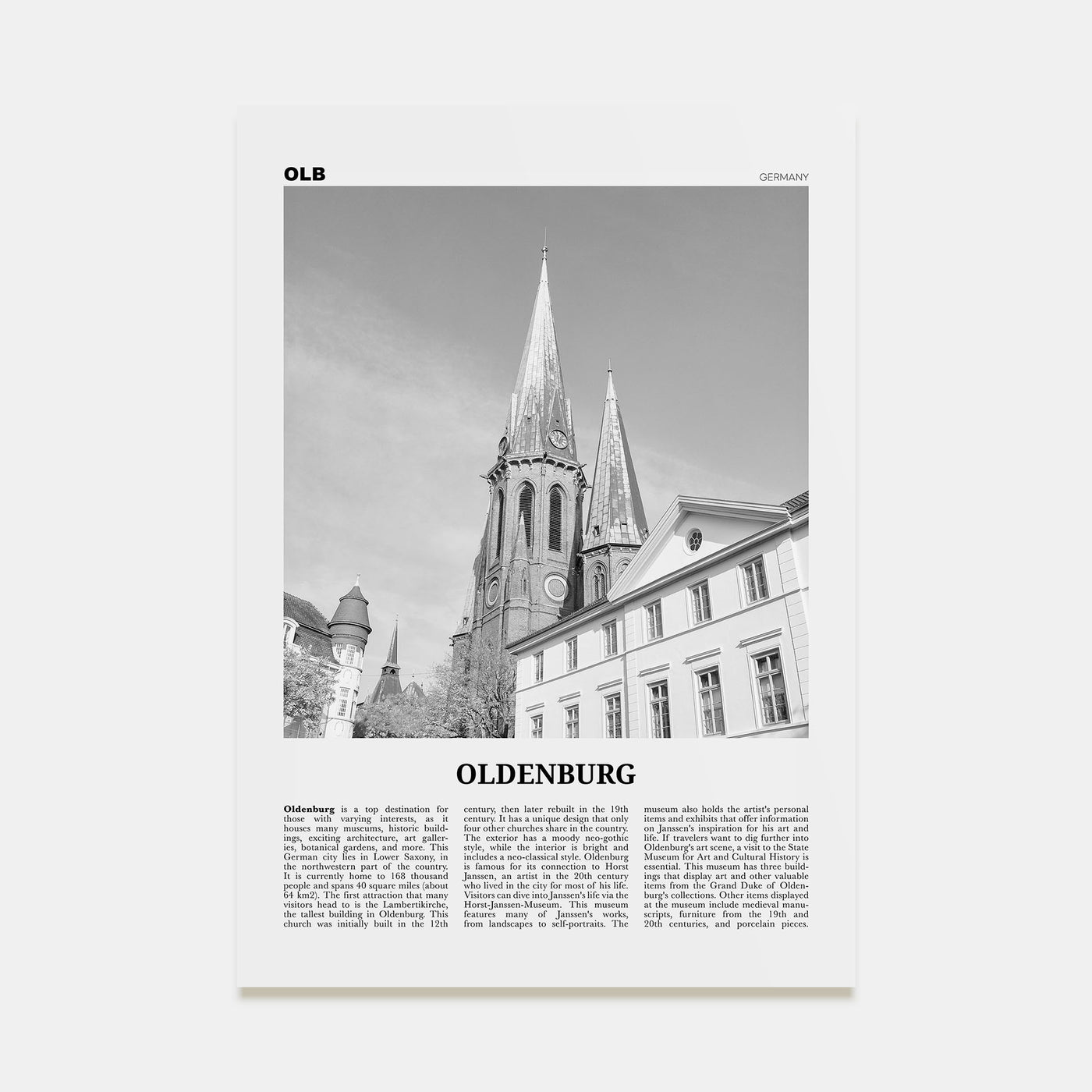 Oldenburg Travel B&W Poster
