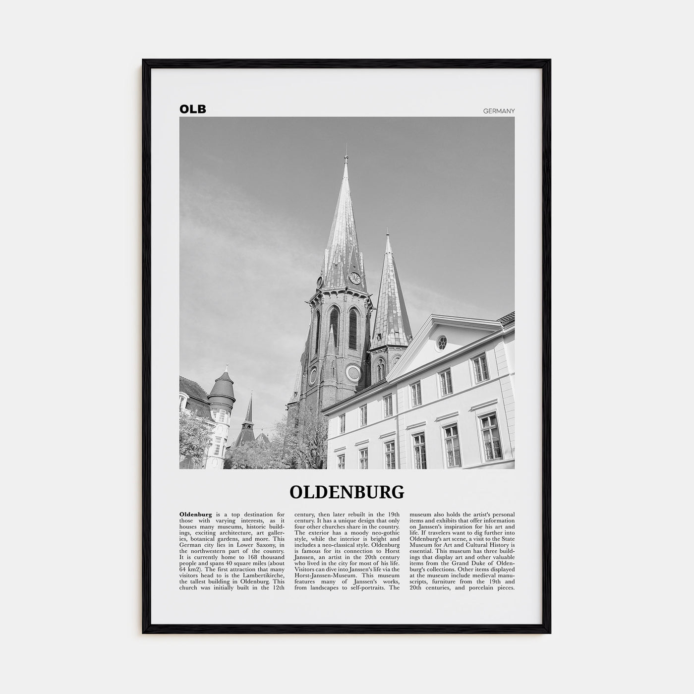 Oldenburg Travel B&W Poster