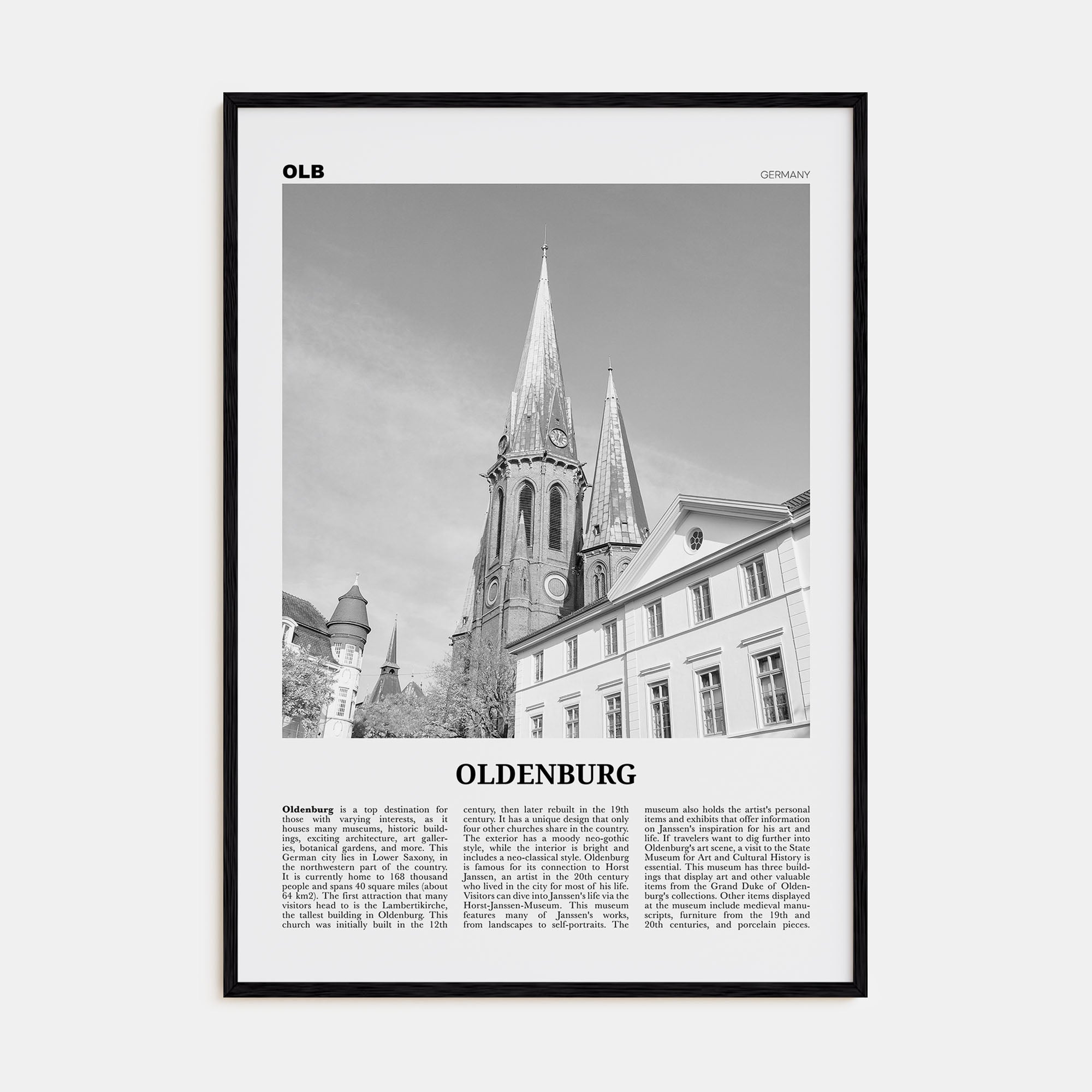 Oldenburg Travel B&W Poster