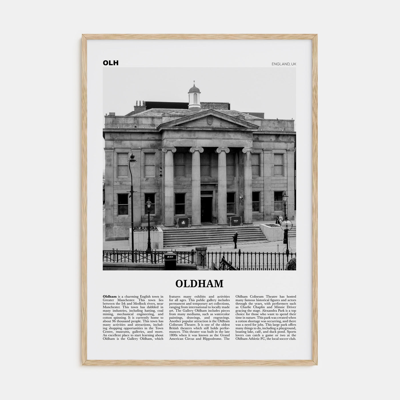 Oldham Travel B&W Poster