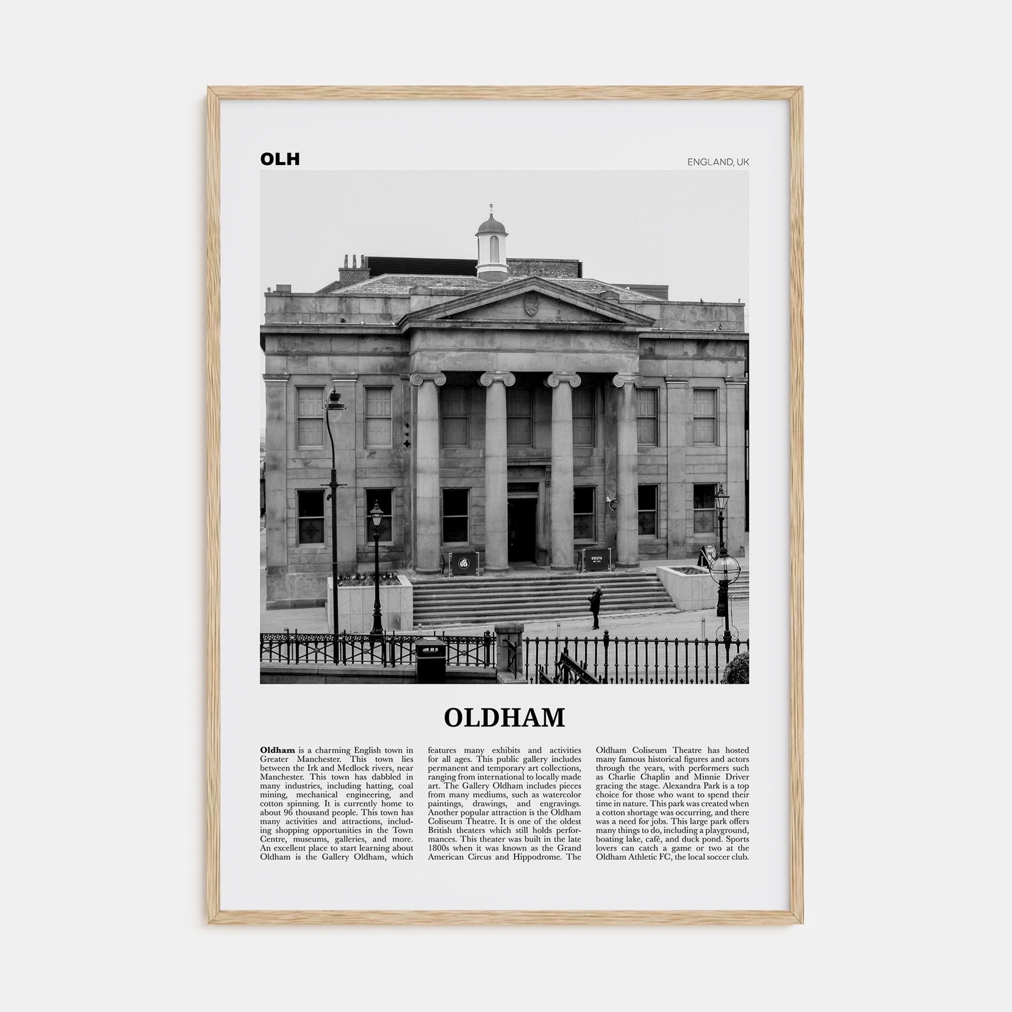 Oldham Travel B&W Poster