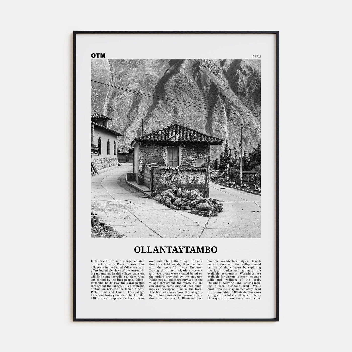 Ollantaytambo Travel B&W Poster