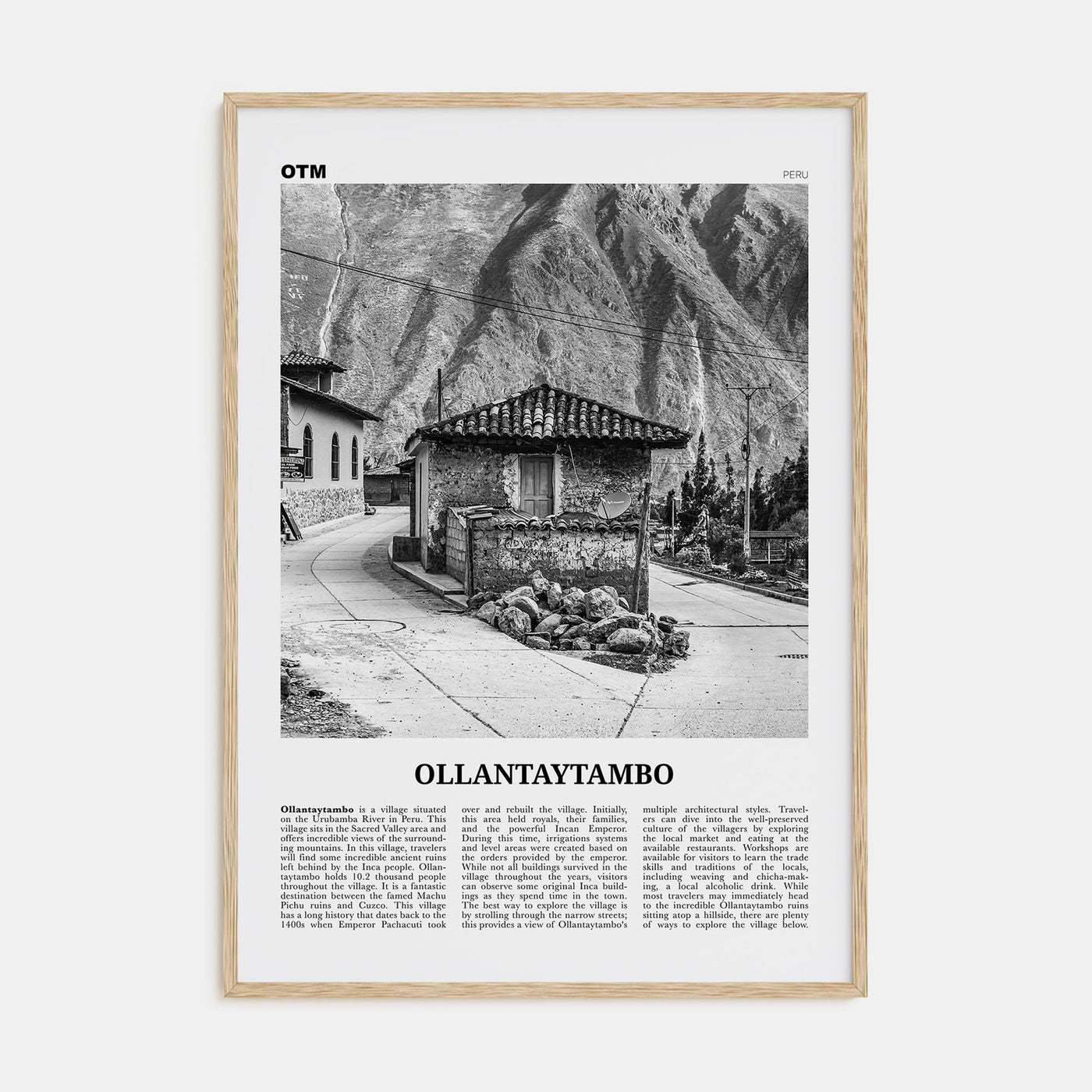 Ollantaytambo Travel B&W Poster