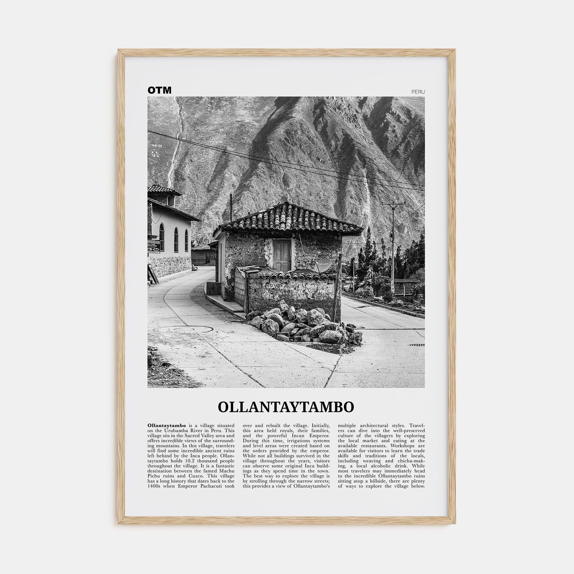 Ollantaytambo Travel B&W Poster