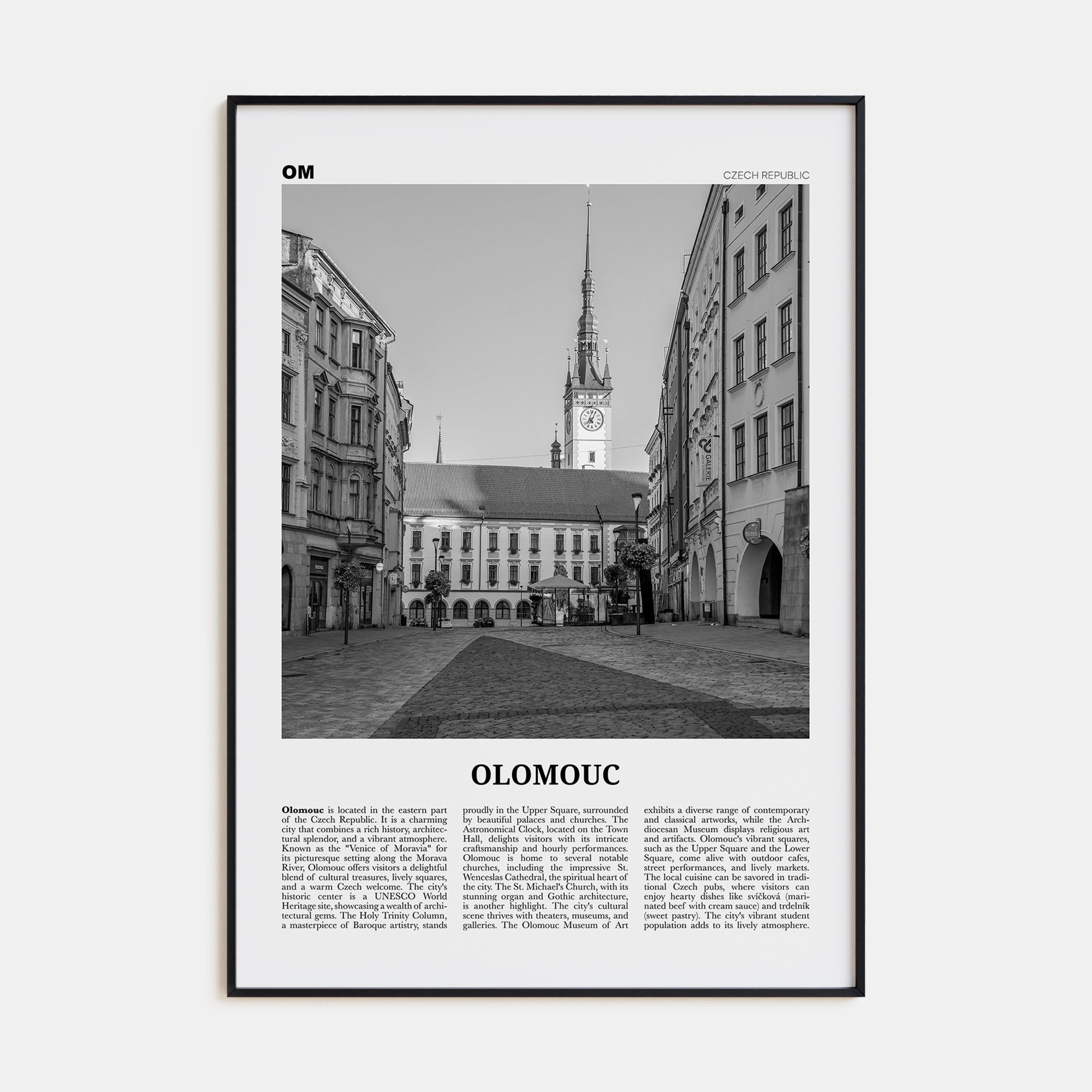 Olomouc Travel B&W Poster