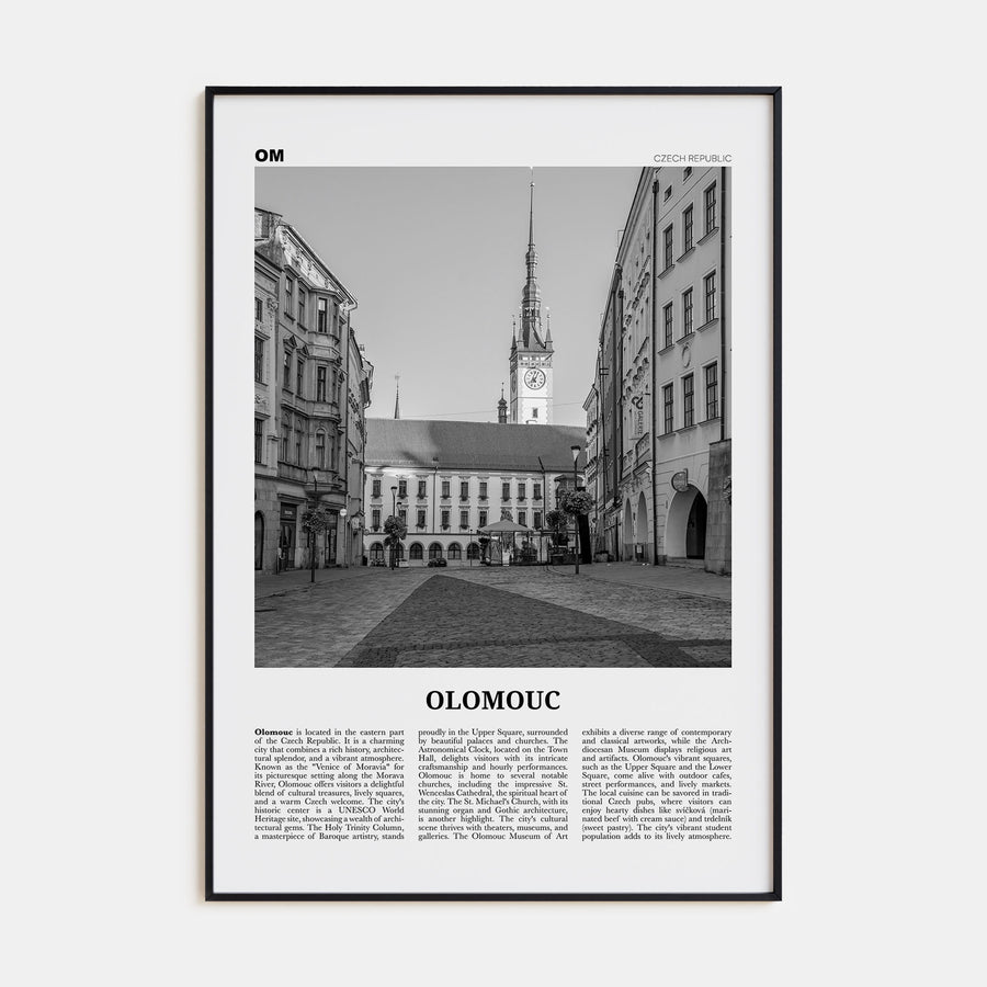 Olomouc Travel B&W Poster