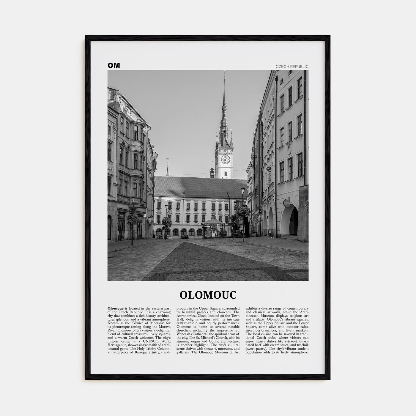 Olomouc Travel B&W Poster