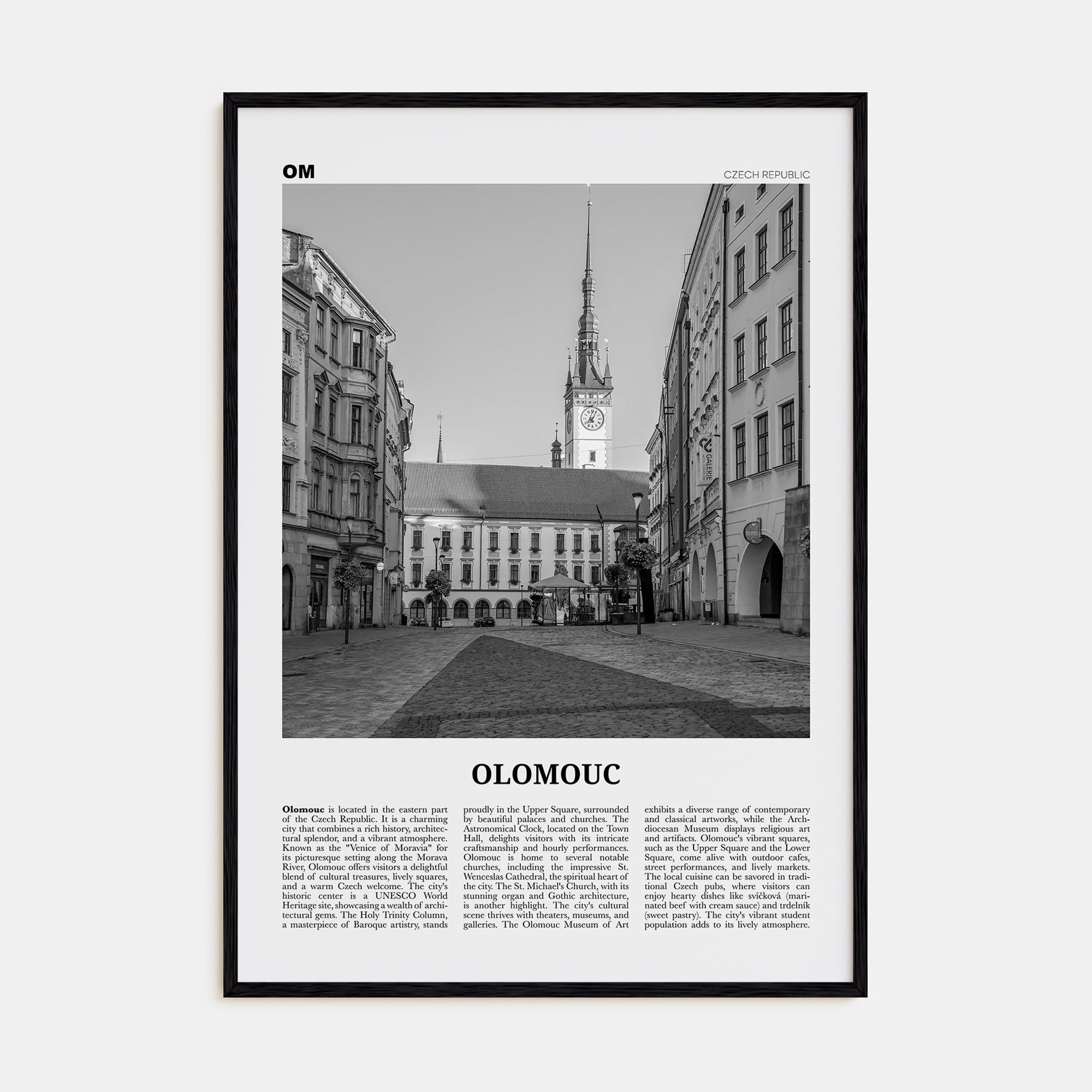 Olomouc Travel B&W Poster