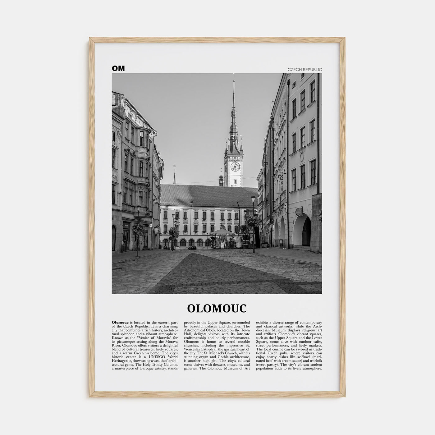 Olomouc Travel B&W Poster