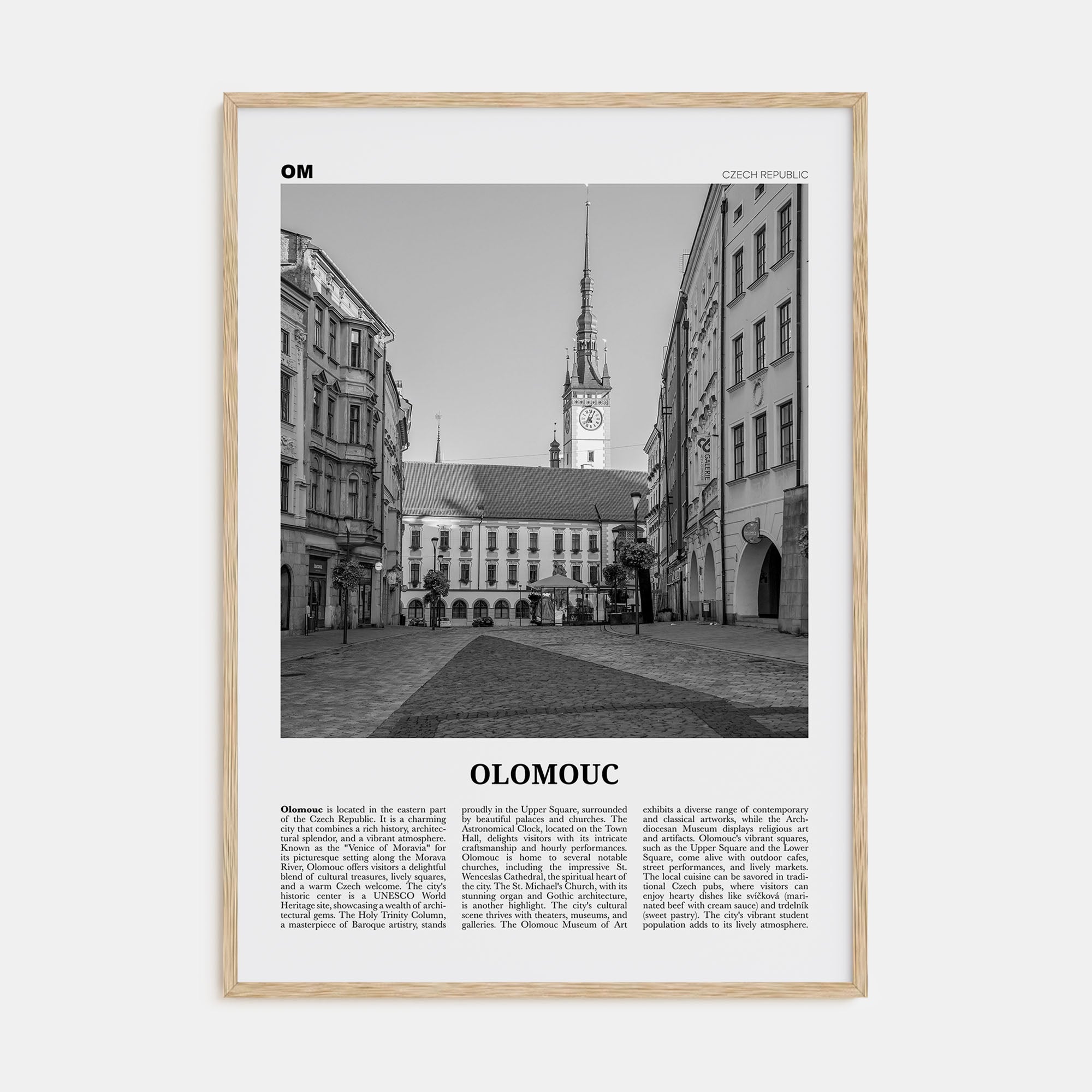 Olomouc Travel B&W Poster