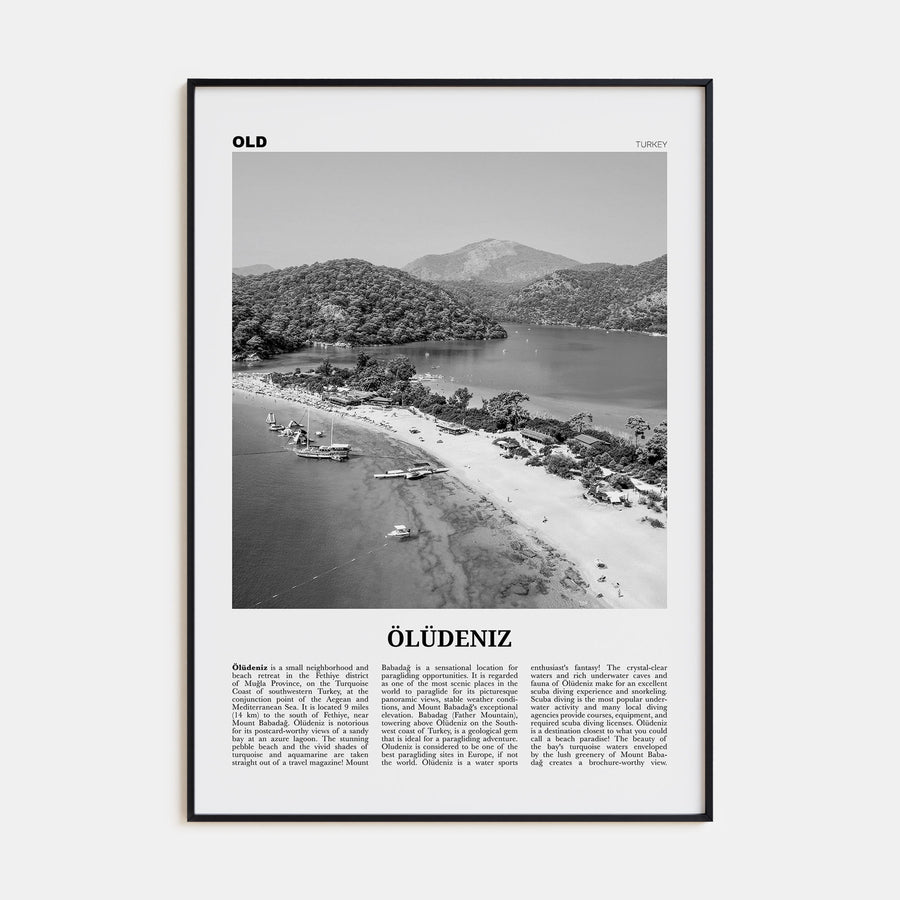 Ölüdeniz Travel B&W Poster