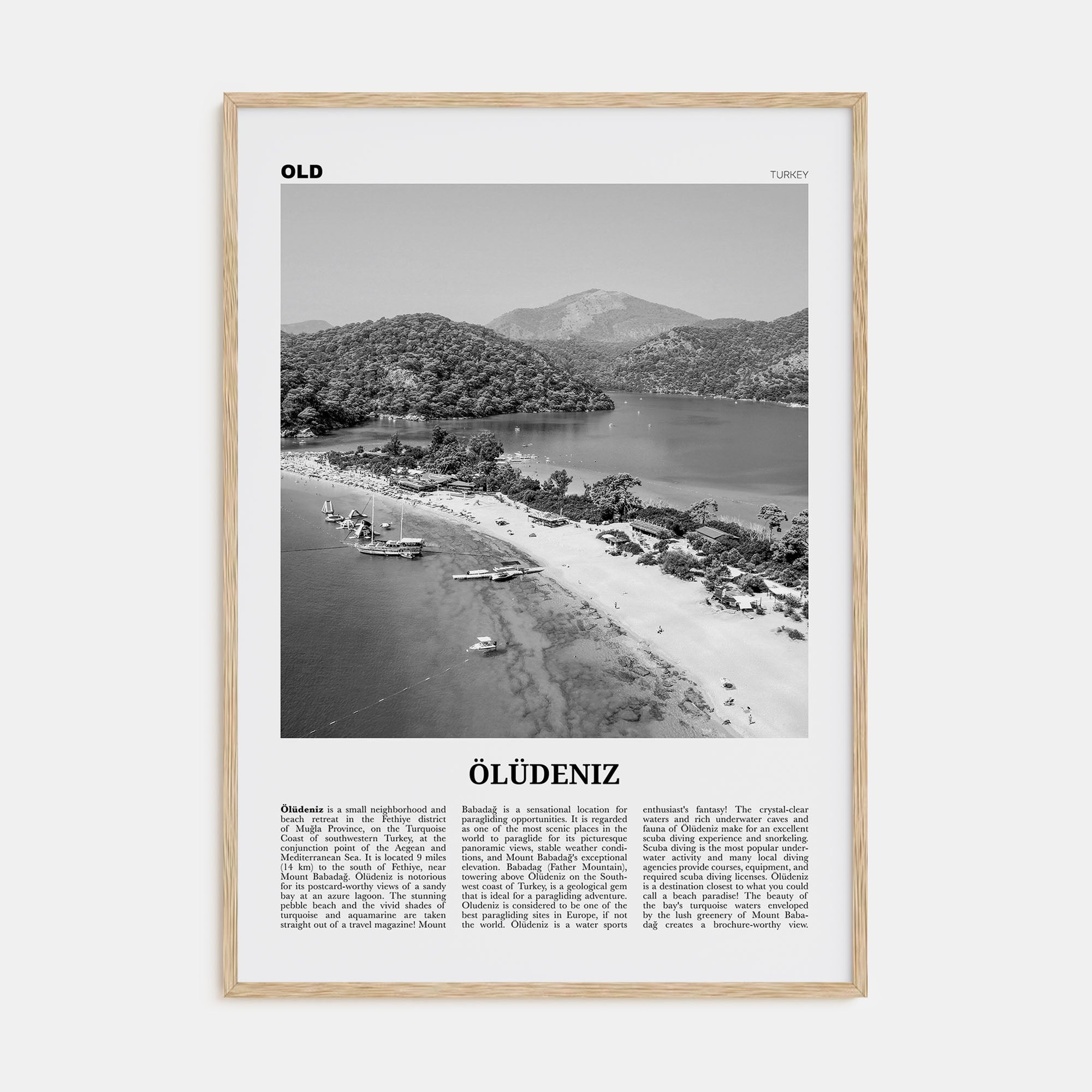 Ölüdeniz Travel B&W Poster