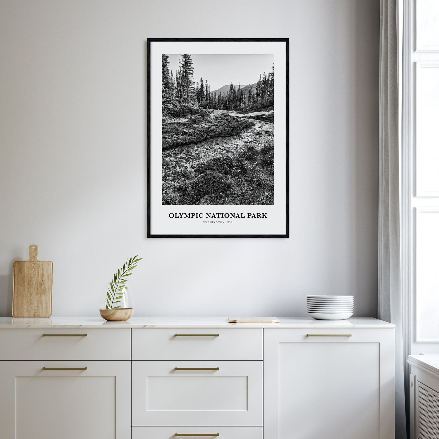 Olympic National Park Portrait B&W Poster