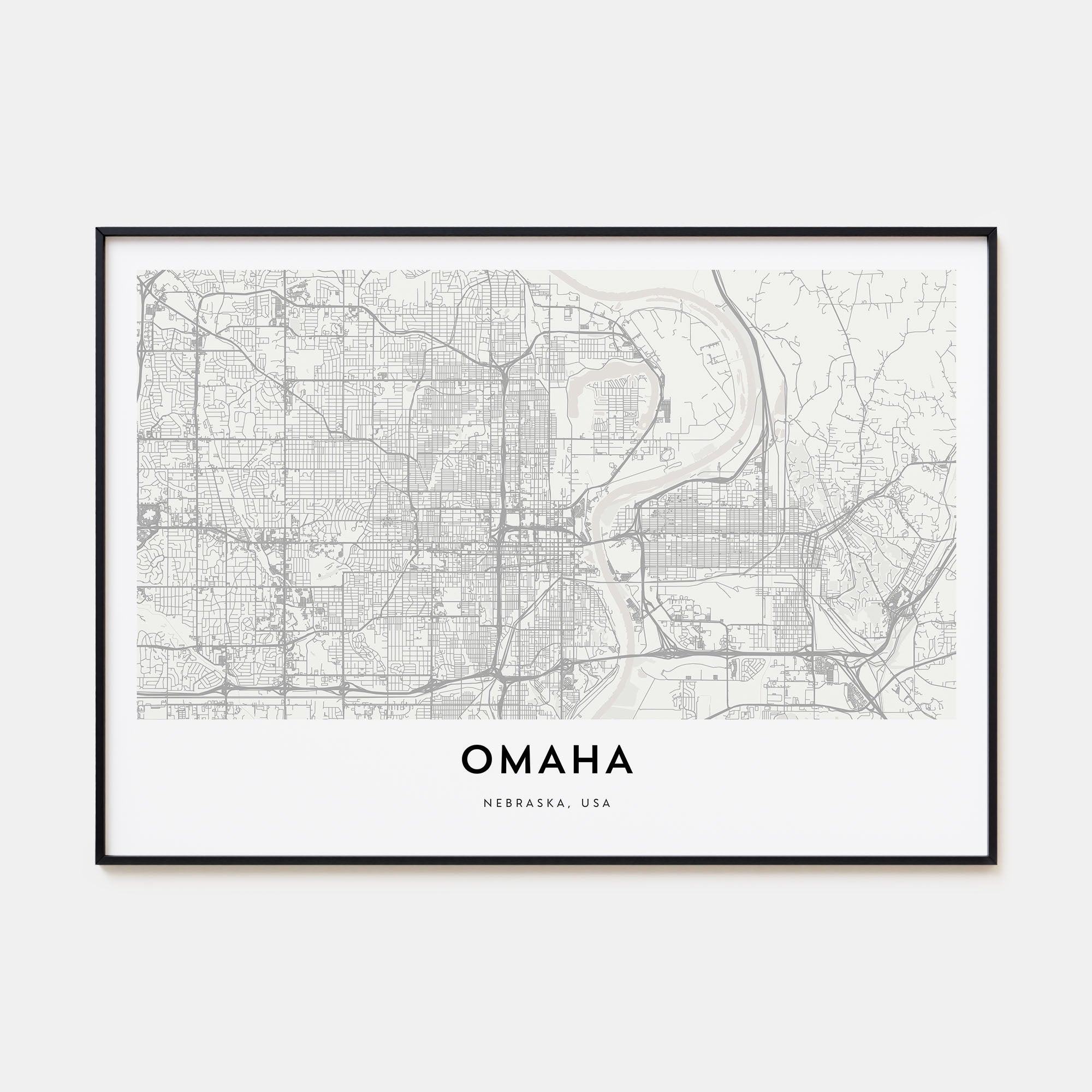 Omaha Map Landscape Poster