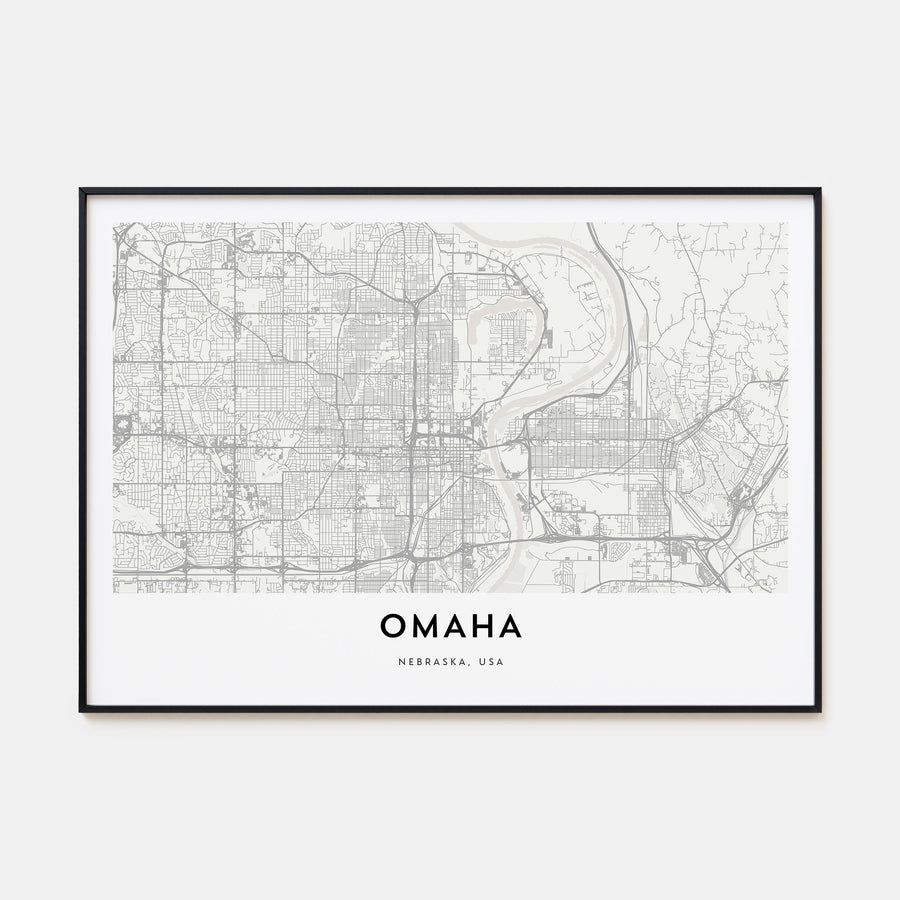 Omaha Map Landscape Poster