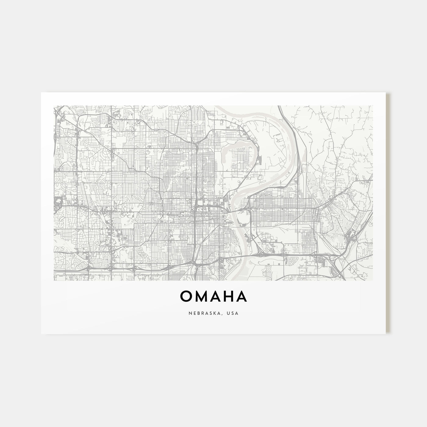 Omaha Map Landscape Poster