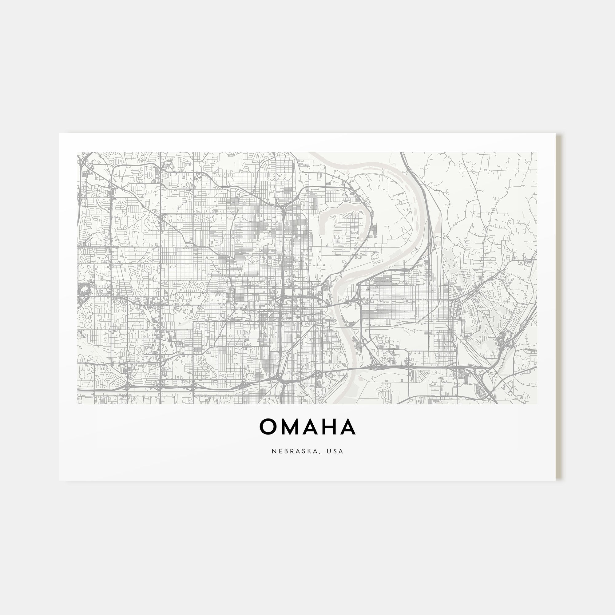Omaha Map Landscape Poster