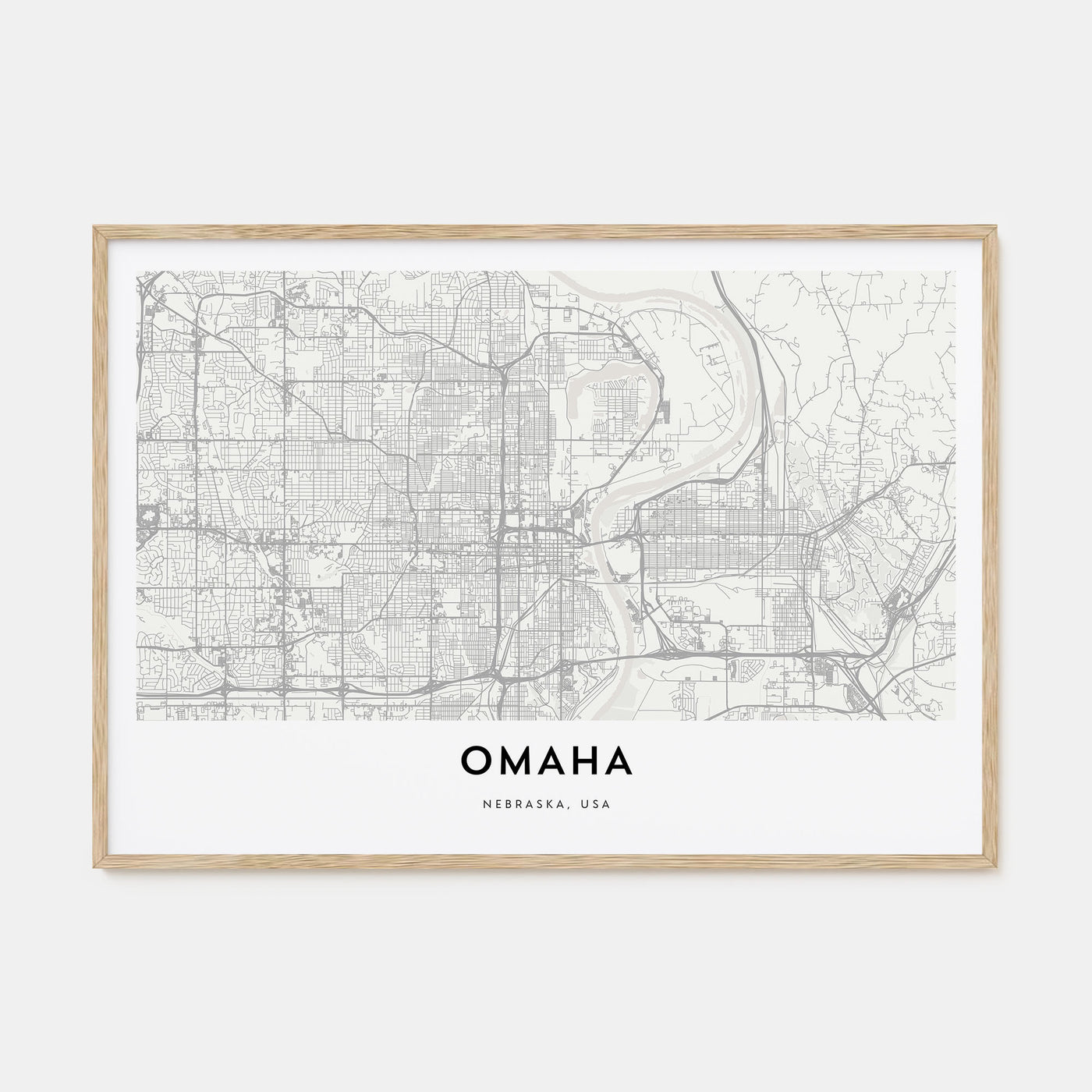 Omaha Map Landscape Poster