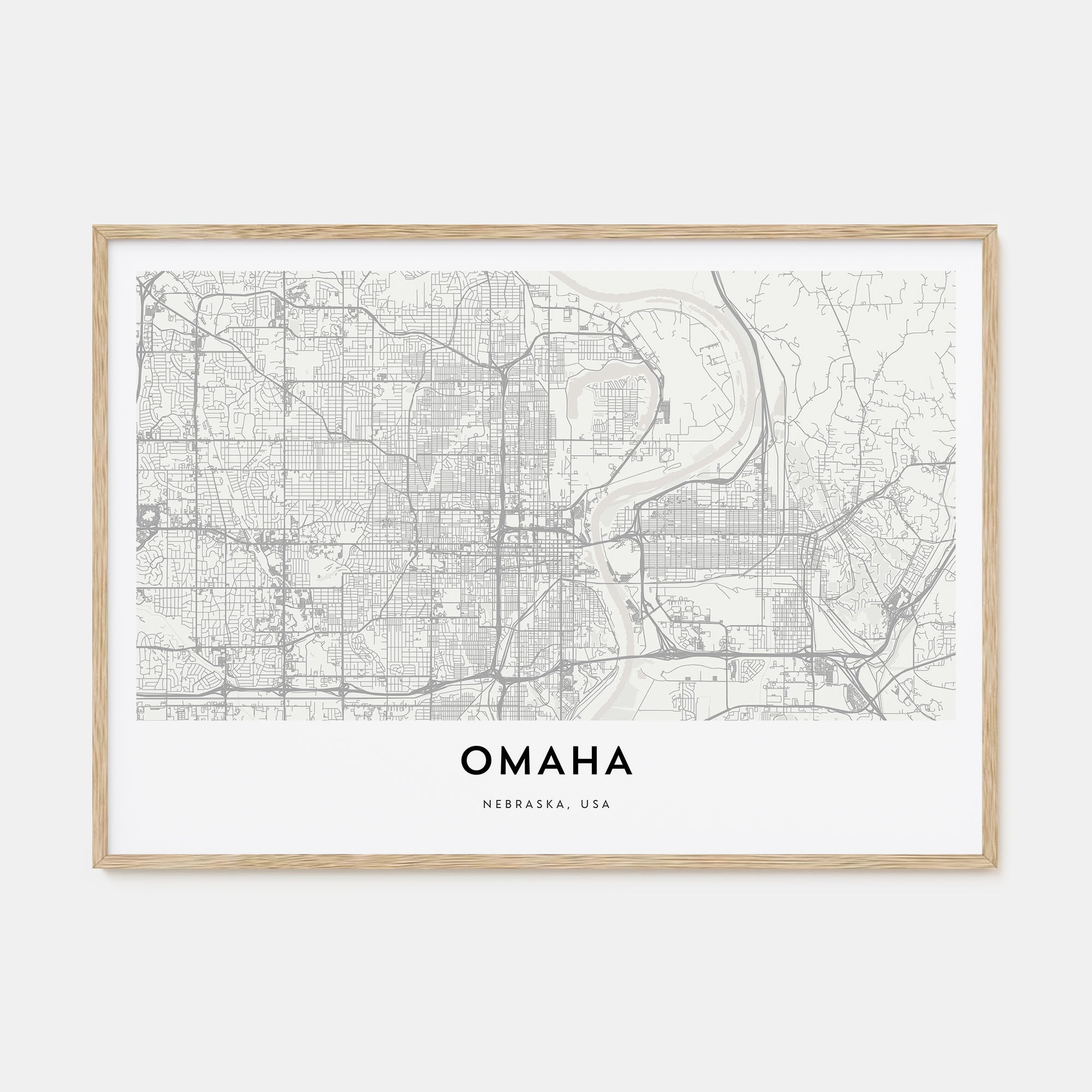 Omaha Map Landscape Poster