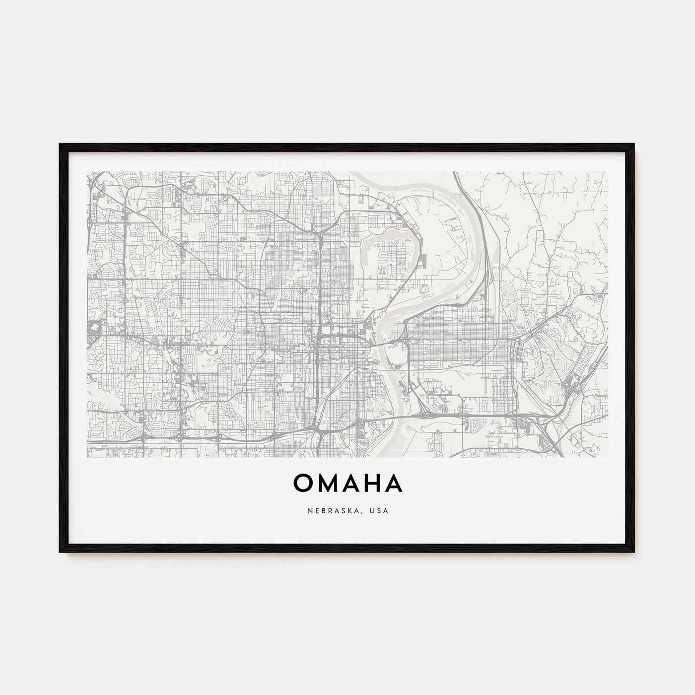 Omaha Map Landscape Poster