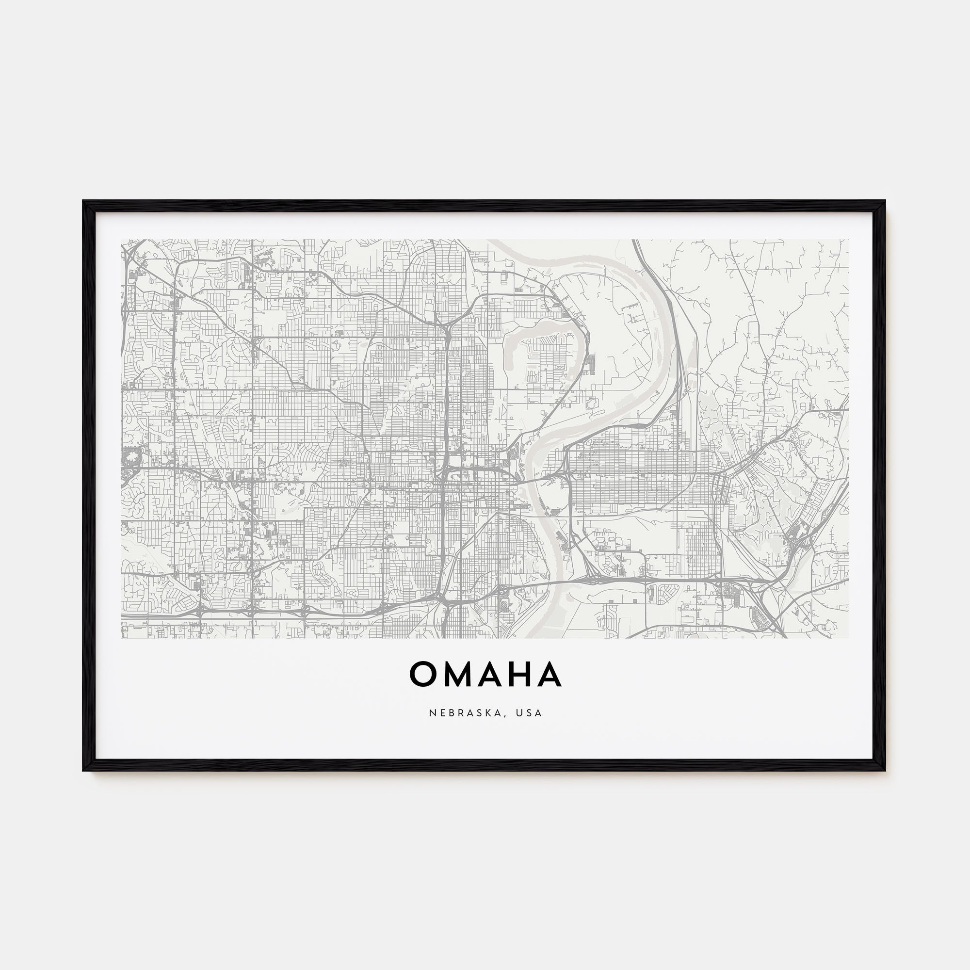 Omaha Map Landscape Poster