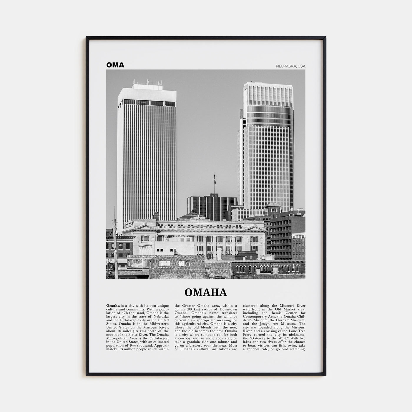 Omaha Travel B&W No 2 Poster