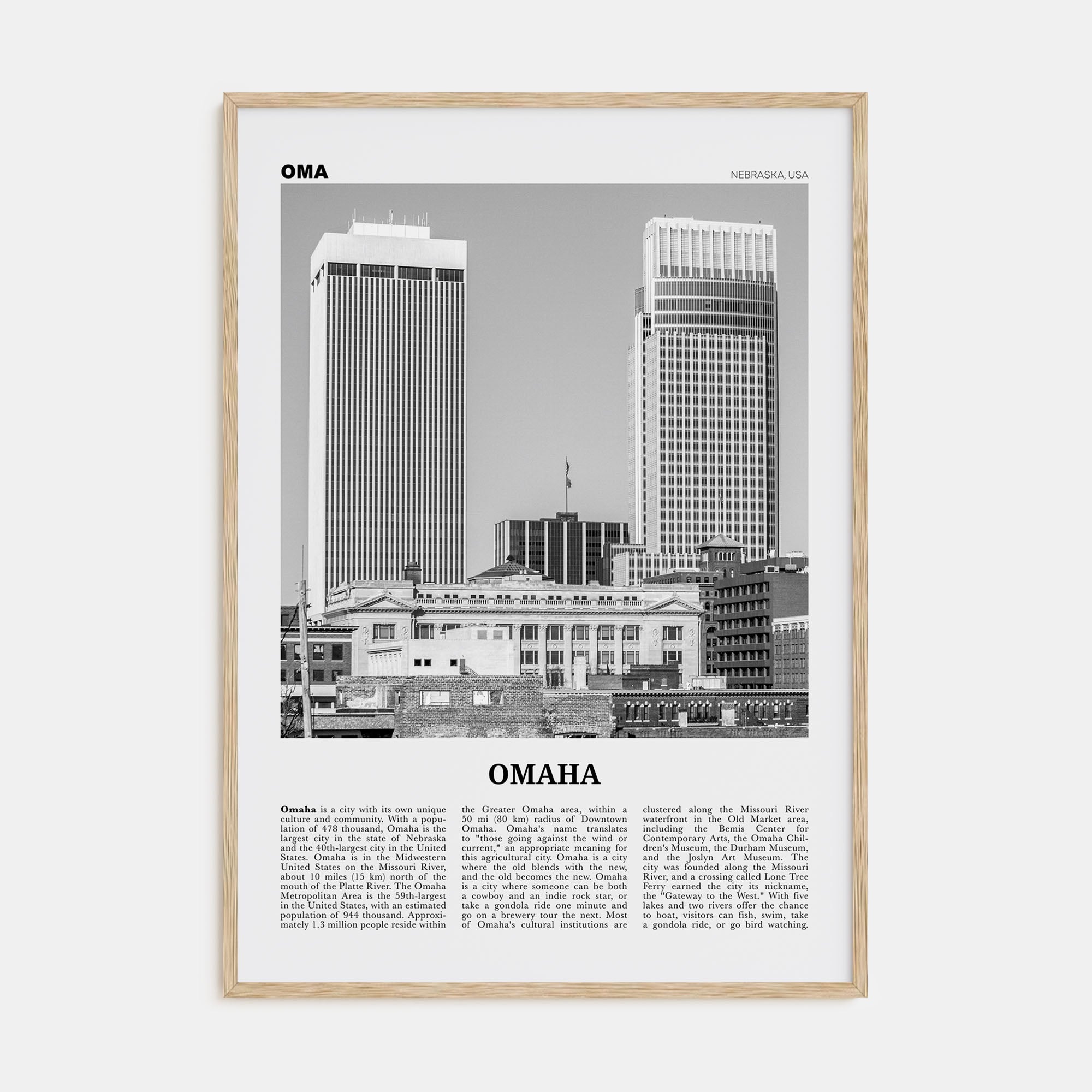 Omaha Travel B&W No 2 Poster
