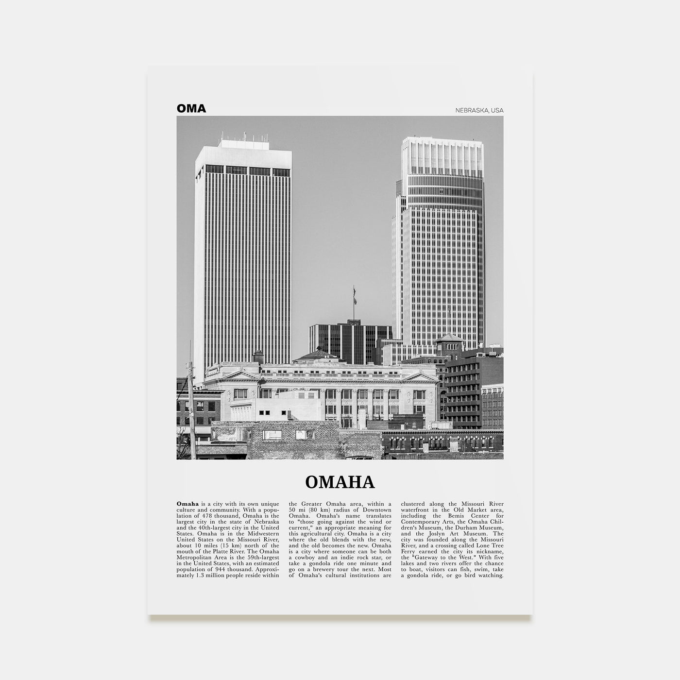 Omaha Travel B&W No 2 Poster