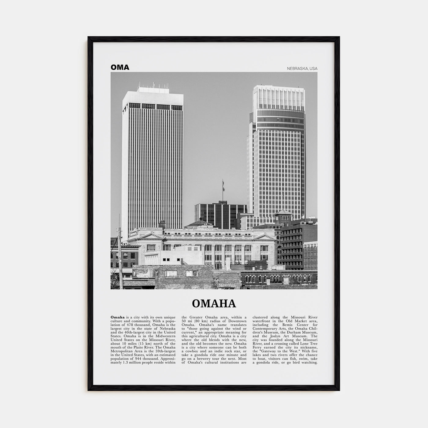 Omaha Travel B&W No 2 Poster