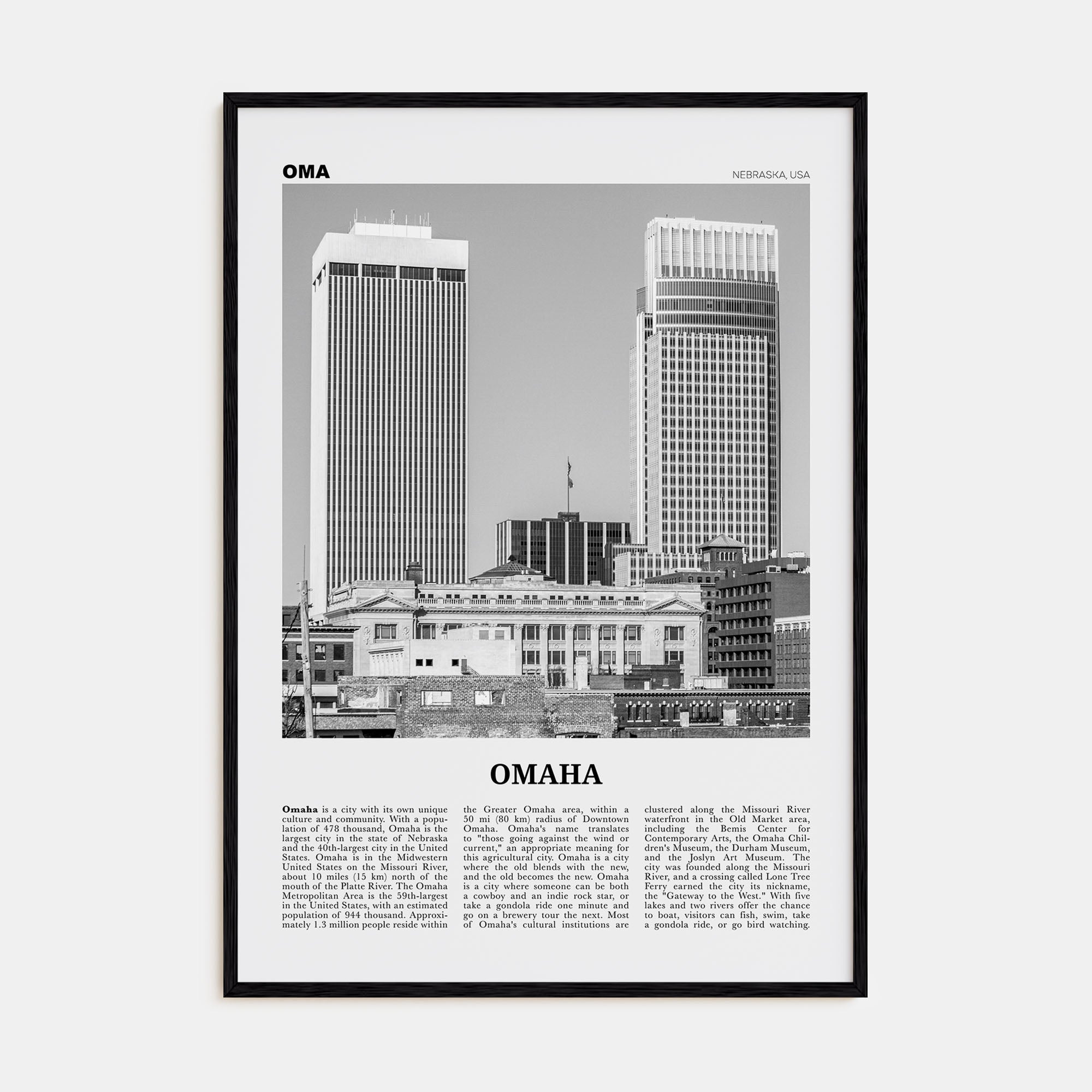 Omaha Travel B&W No 2 Poster