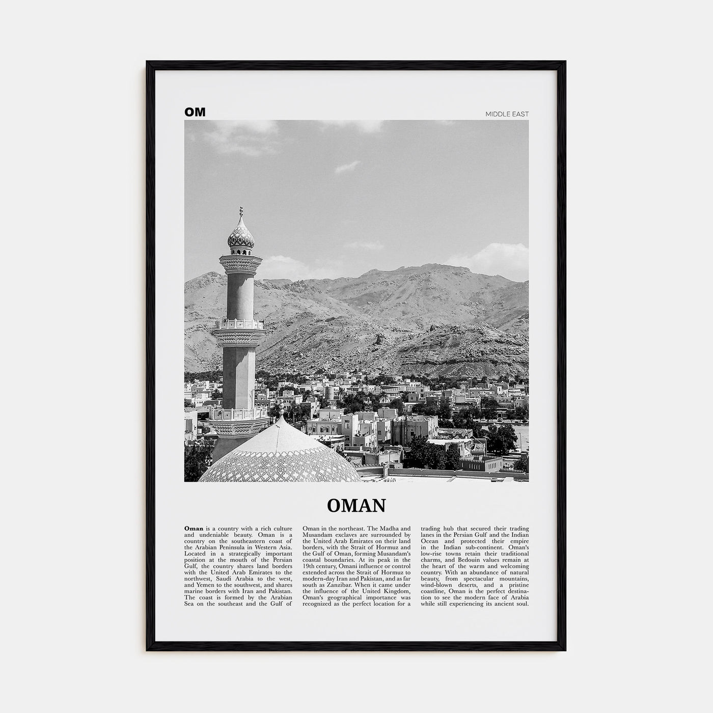Oman Travel B&W Poster