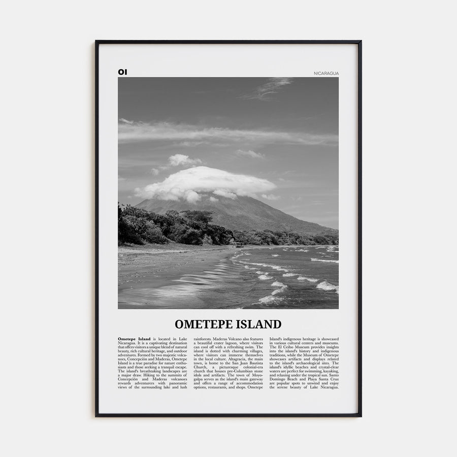 Ometepe Island Travel B&W Poster