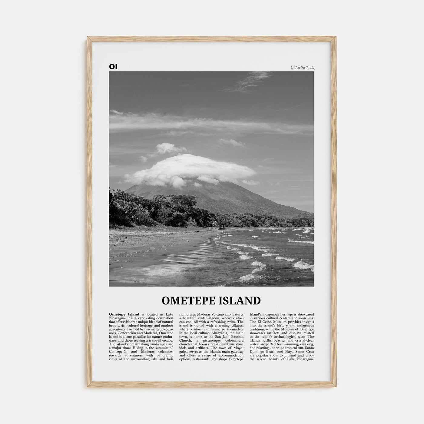 Ometepe Island Travel B&W Poster