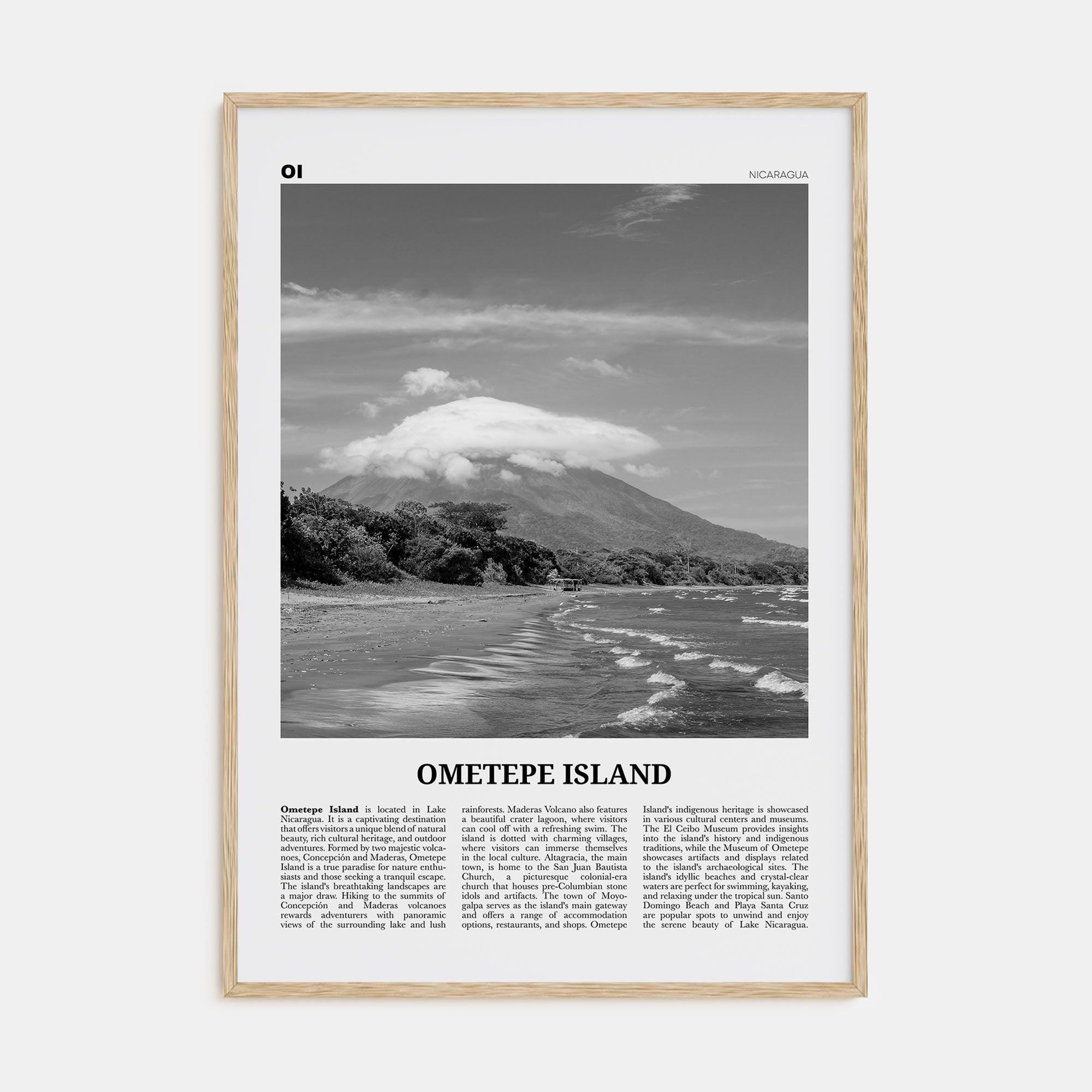 Ometepe Island Travel B&W Poster