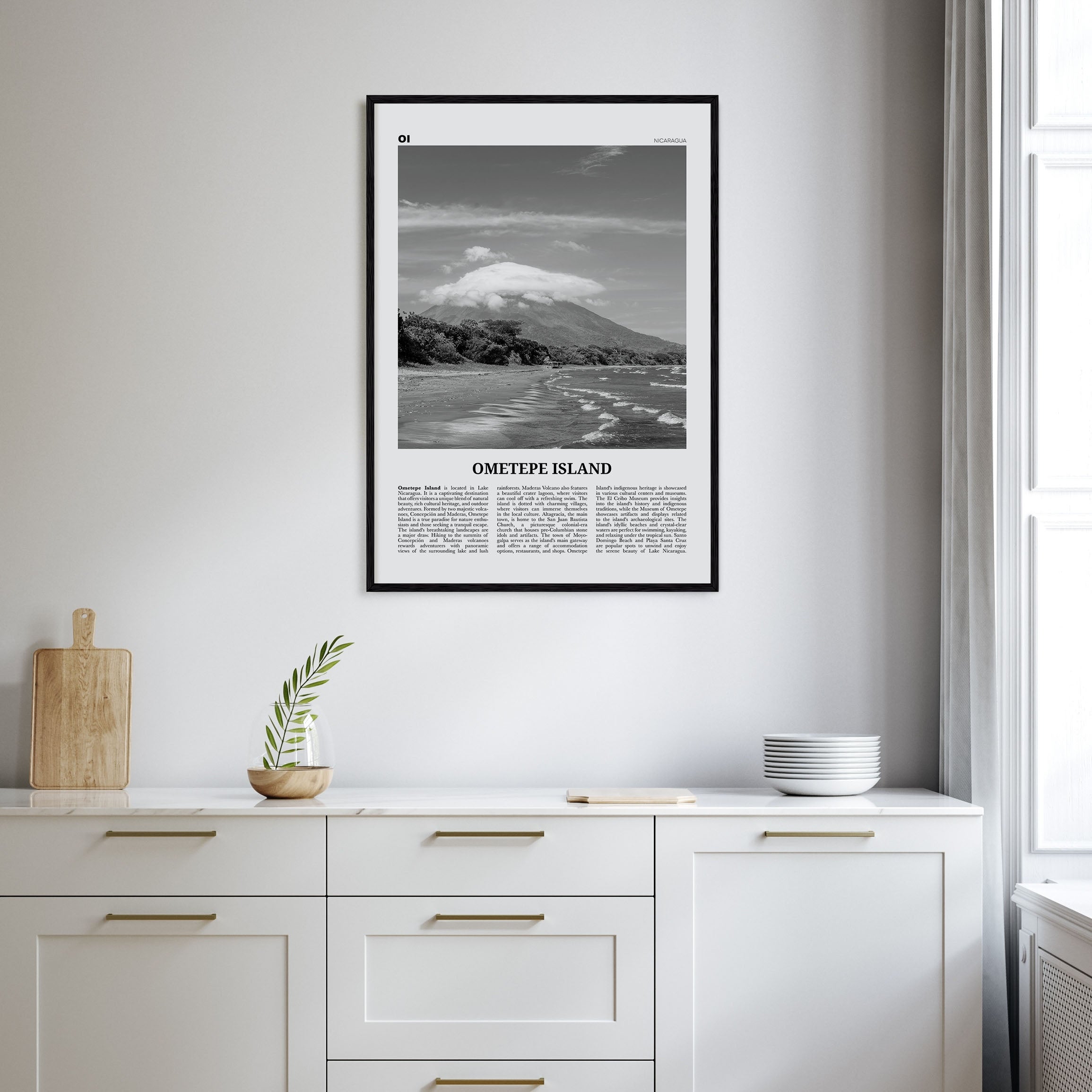 Ometepe Island Travel B&W Poster