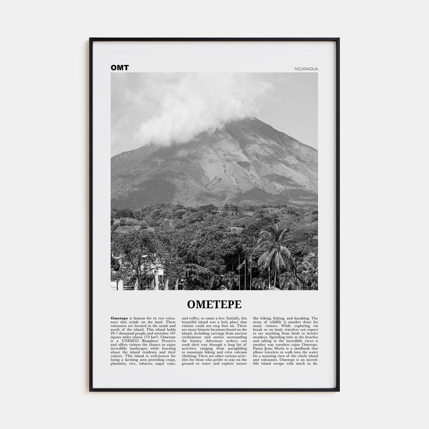 Ometepe Travel B&W Poster