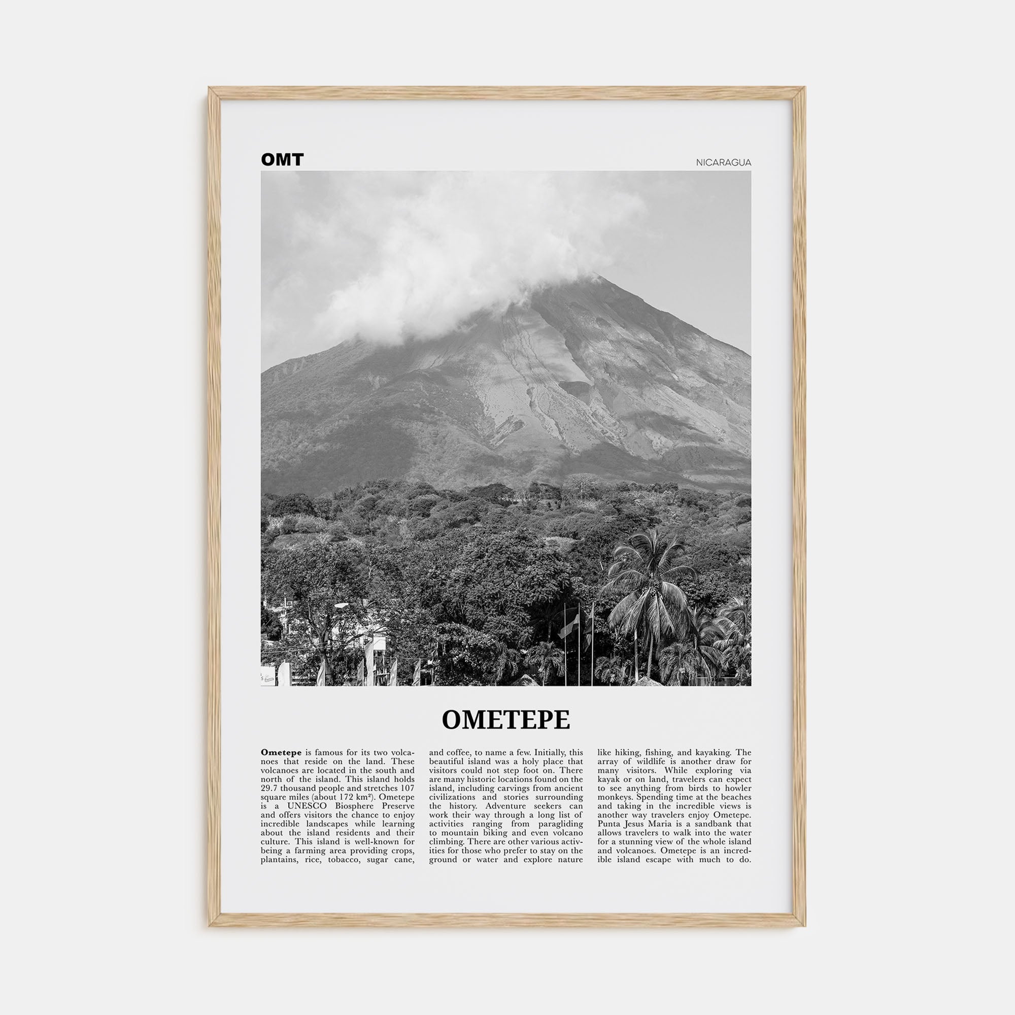 Ometepe Travel B&W Poster