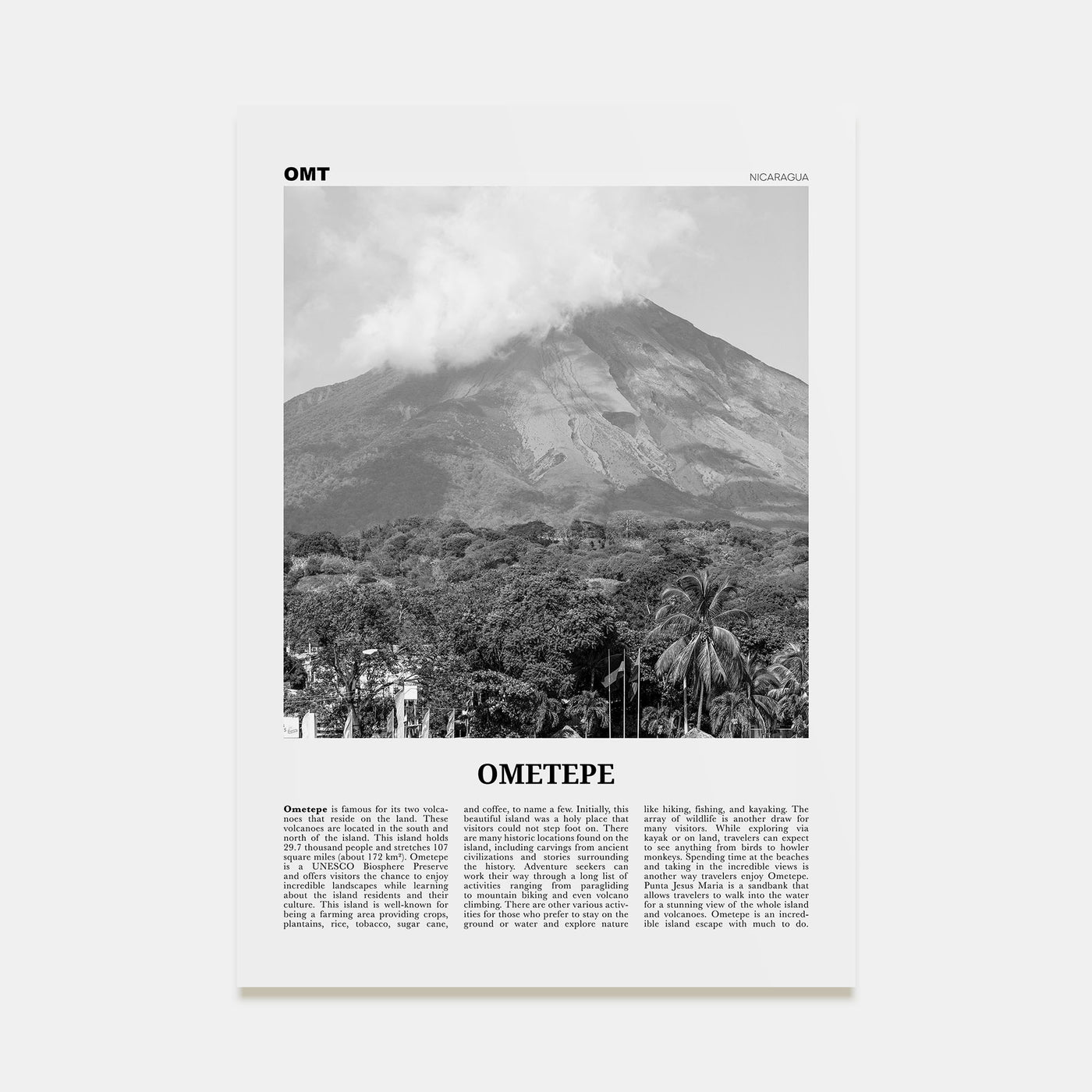 Ometepe Travel B&W Poster