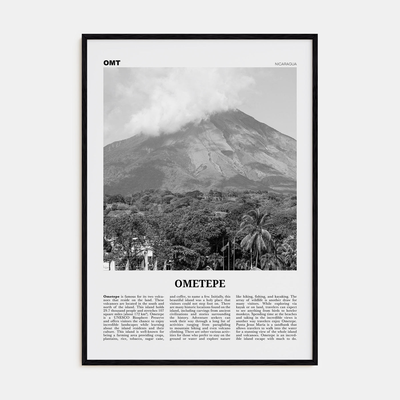 Ometepe Travel B&W Poster