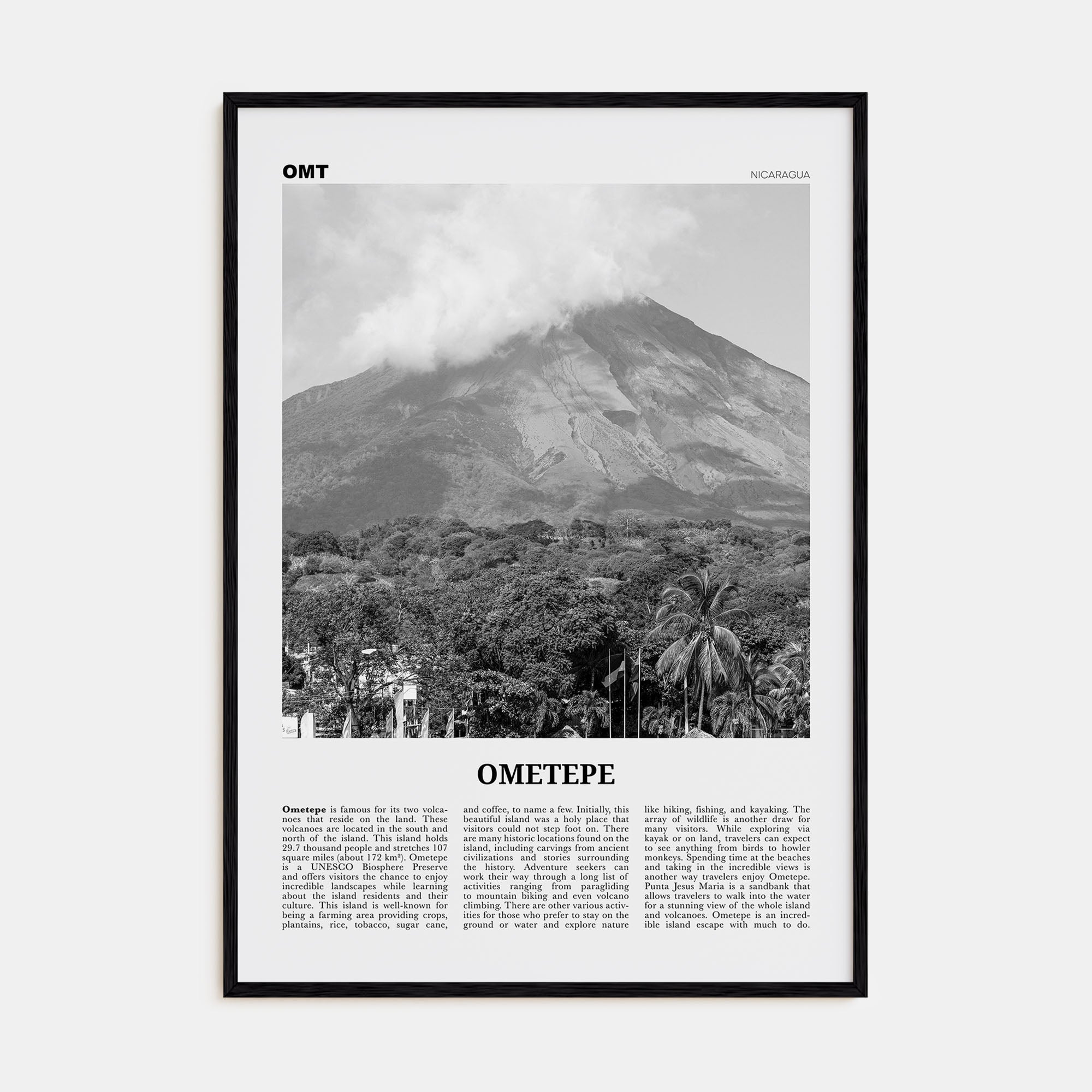 Ometepe Travel B&W Poster