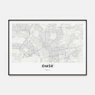 Omsk Map Landscape Poster