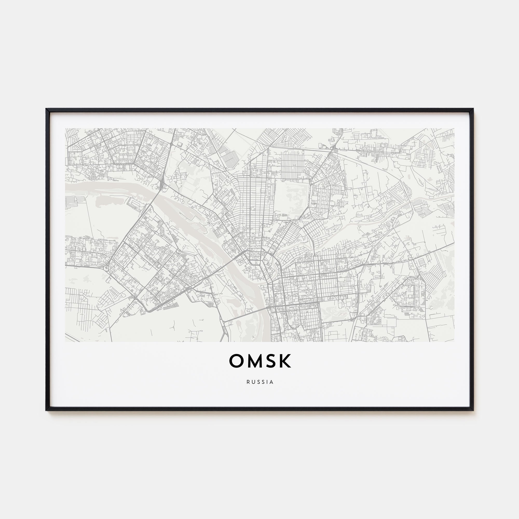 Omsk Map Landscape Poster