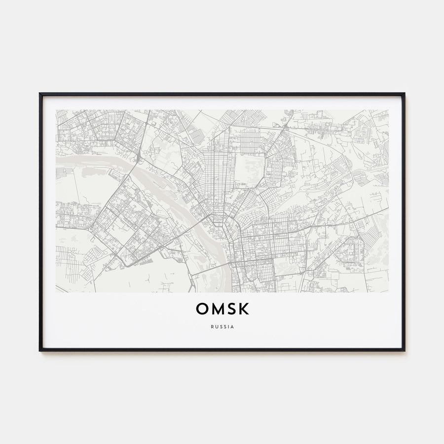 Omsk Map Landscape Poster