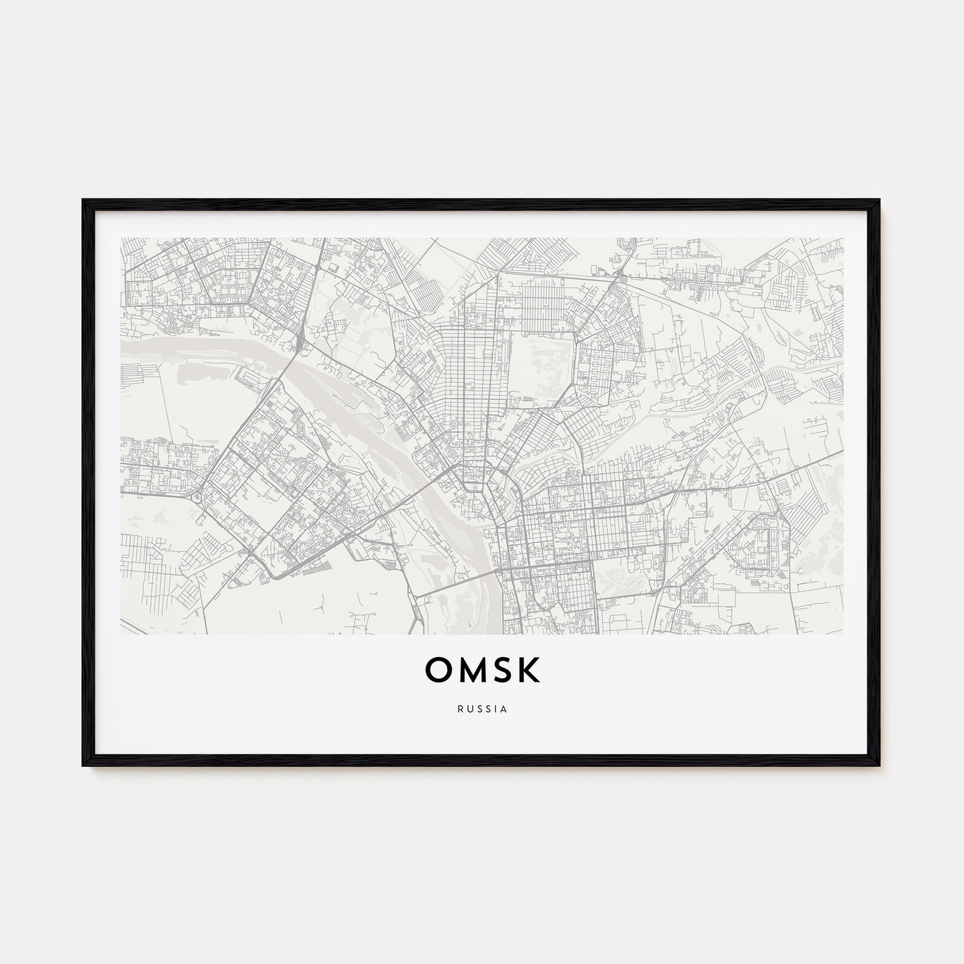 Omsk Map Landscape Poster