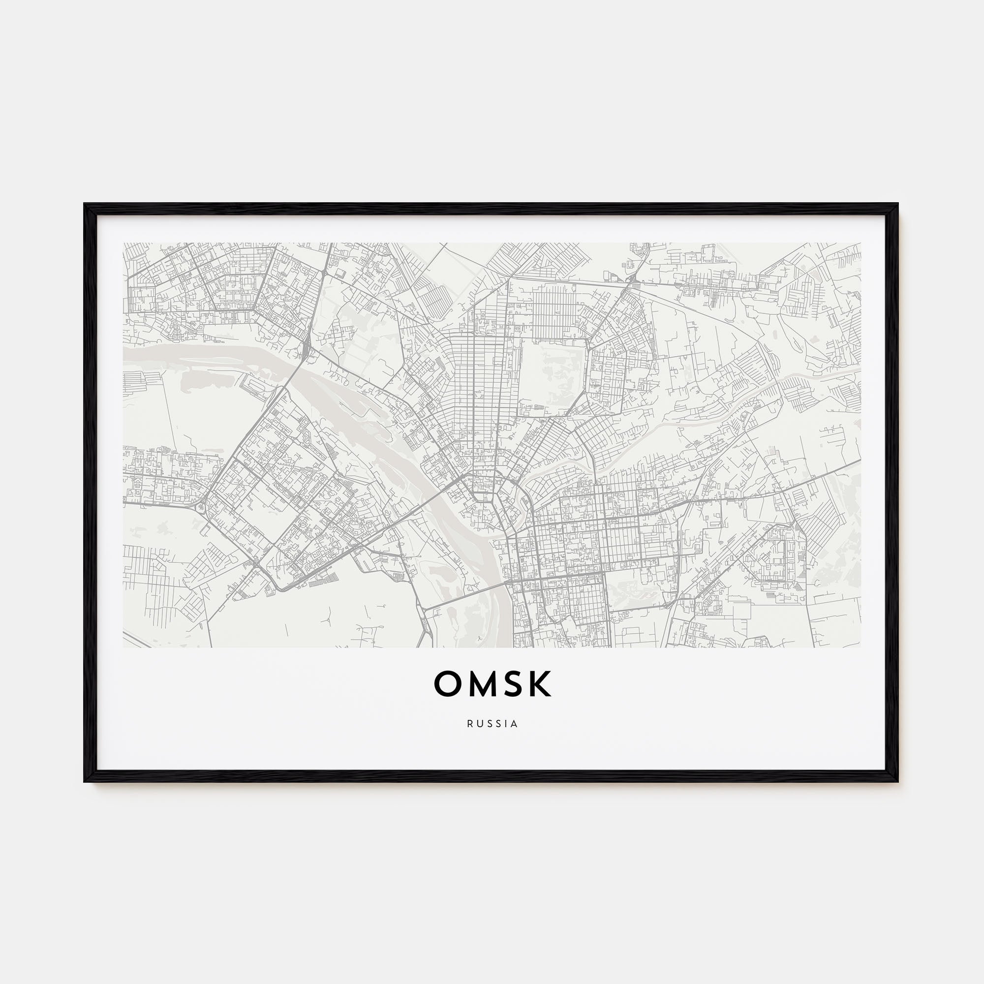 Omsk Map Landscape Poster